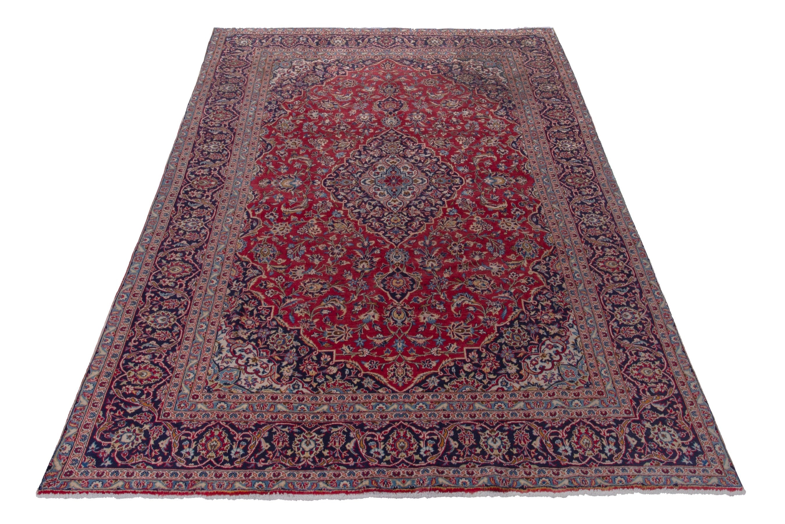Persian Kashan oversized rug in deep red and taupe, view 3 of 18