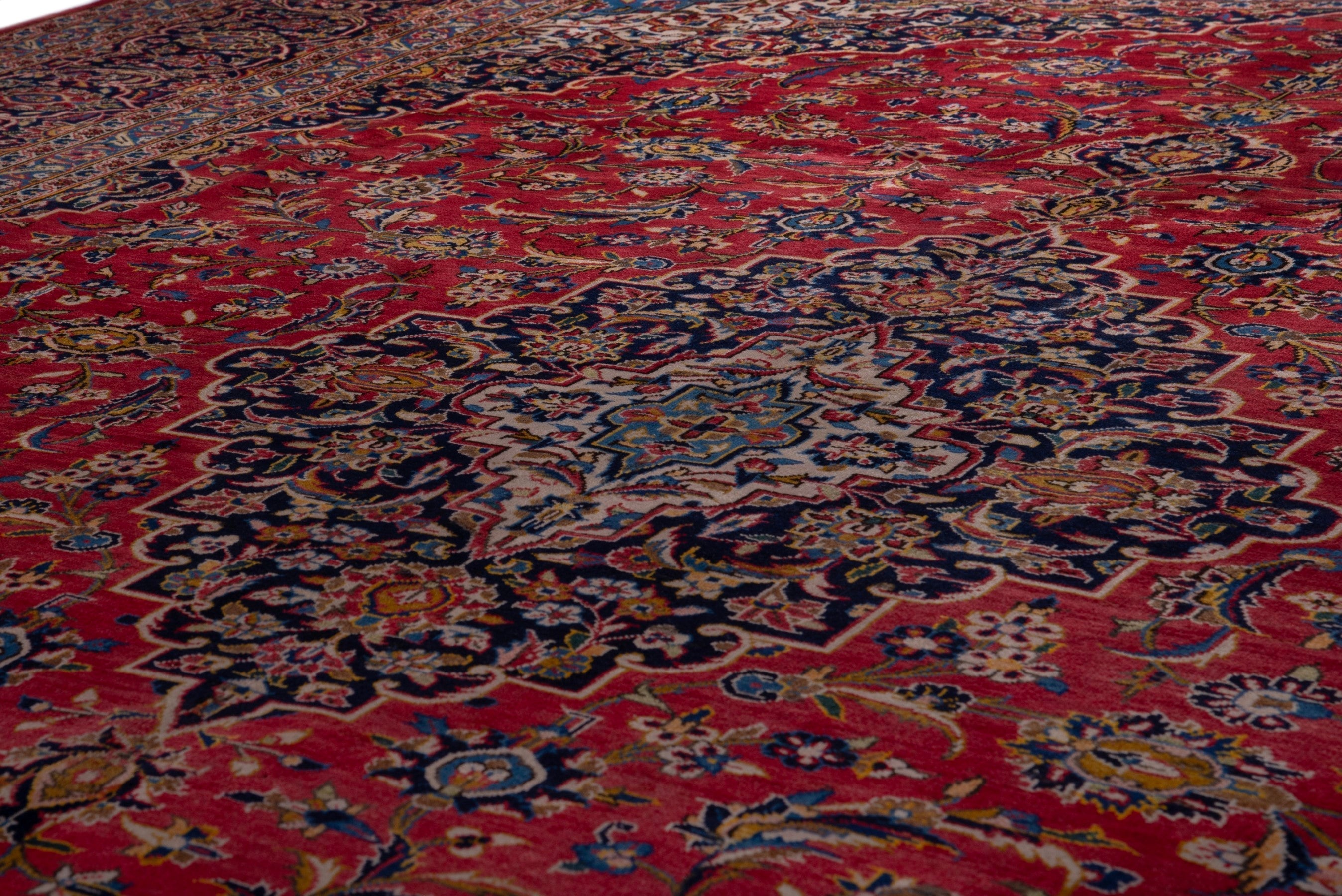 Persian Kashan oversized rug in deep red and taupe, view 12 of 16