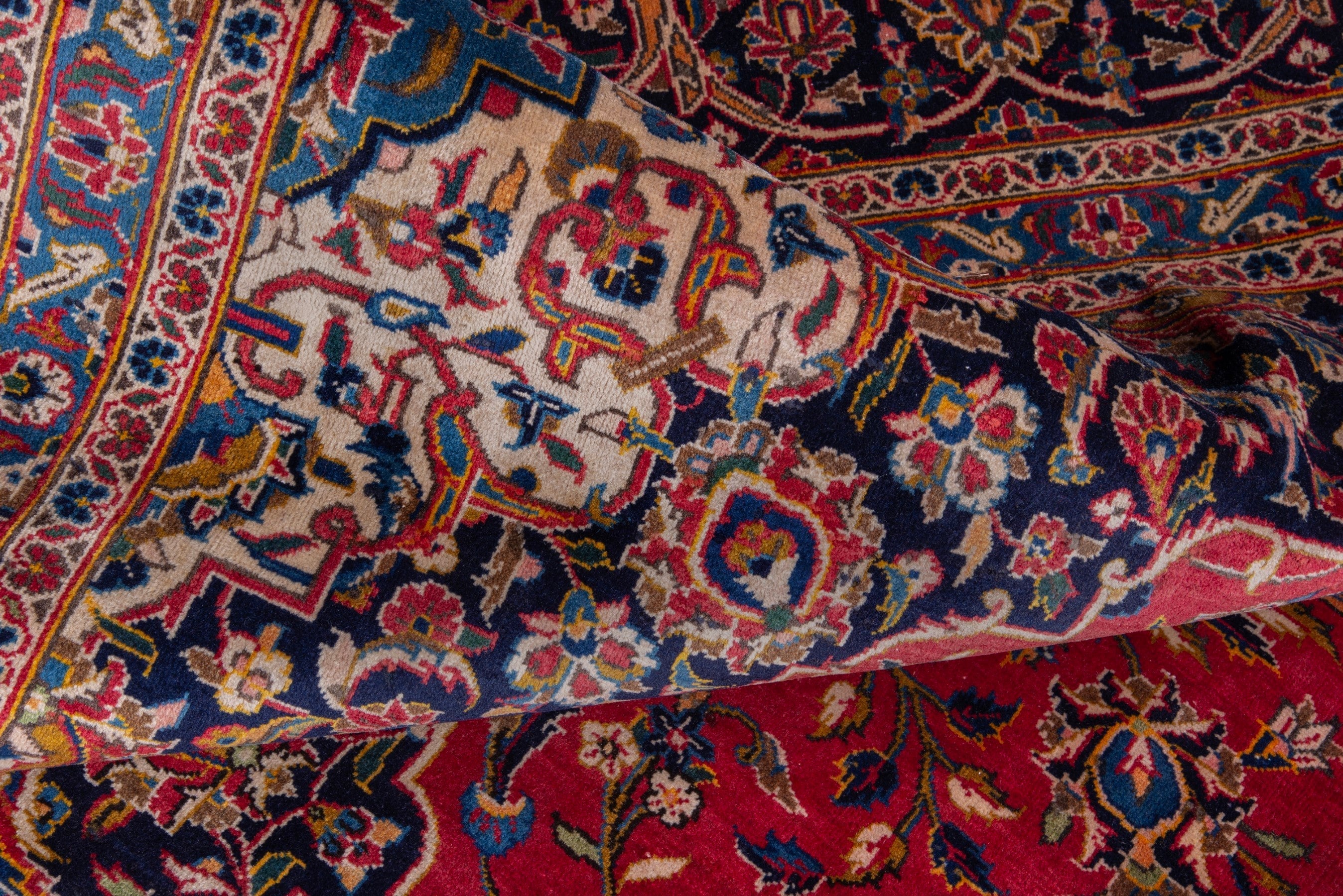 Persian Kashan oversized rug in deep red and taupe, view 13 of 16