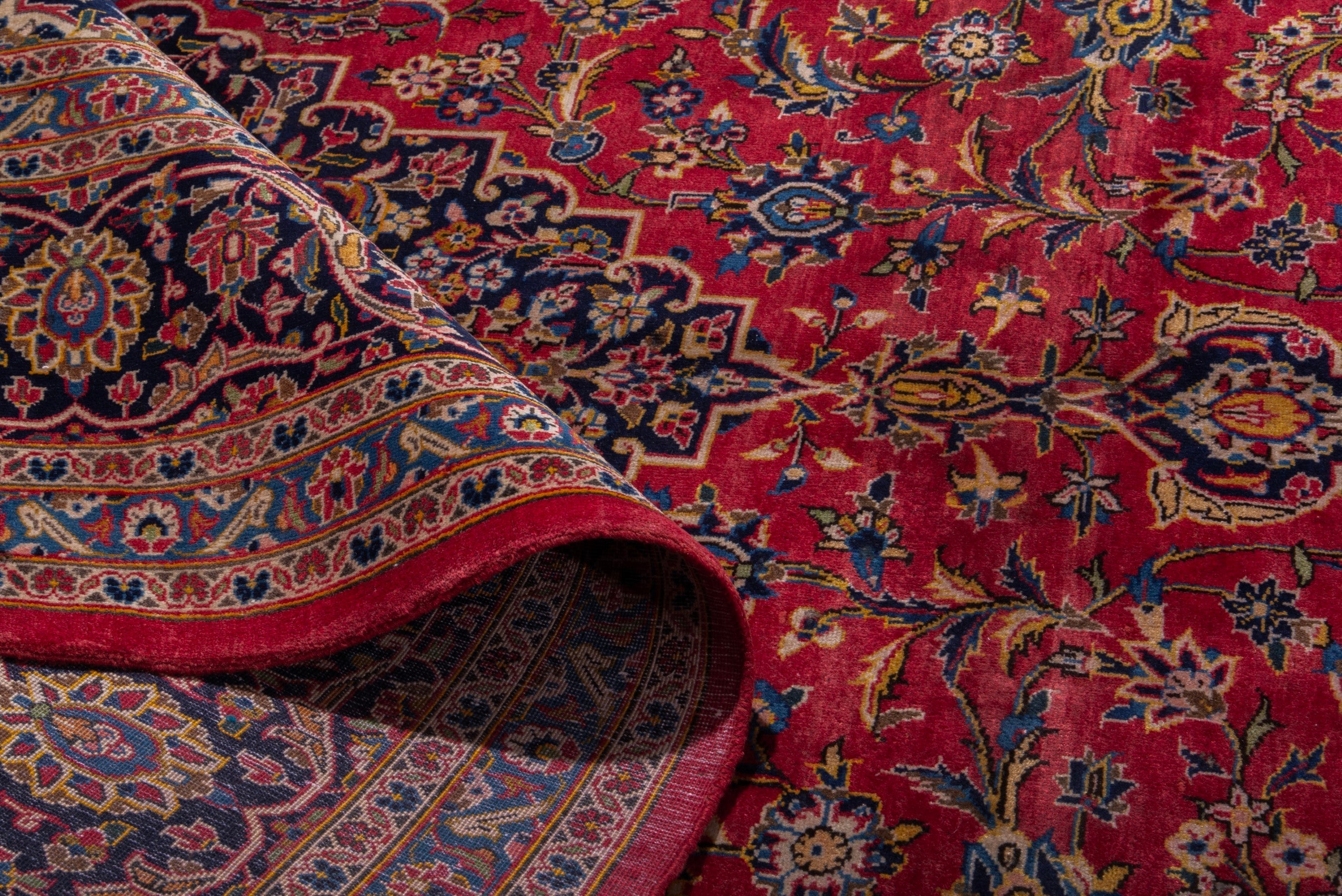Persian Kashan oversized rug in deep red and taupe, view 15 of 16