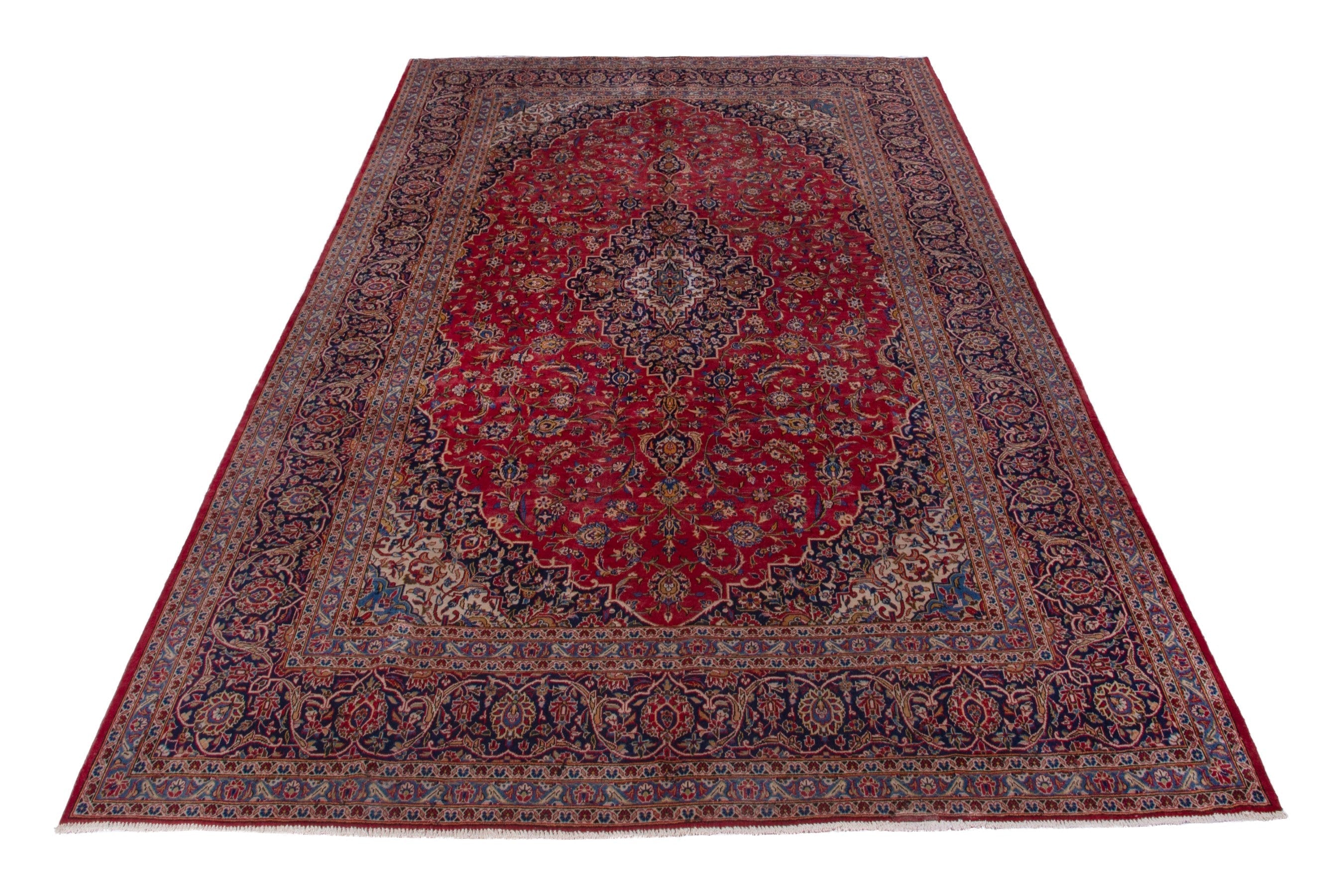 Persian Kashan oversized rug in deep red and taupe, view 2 of 16