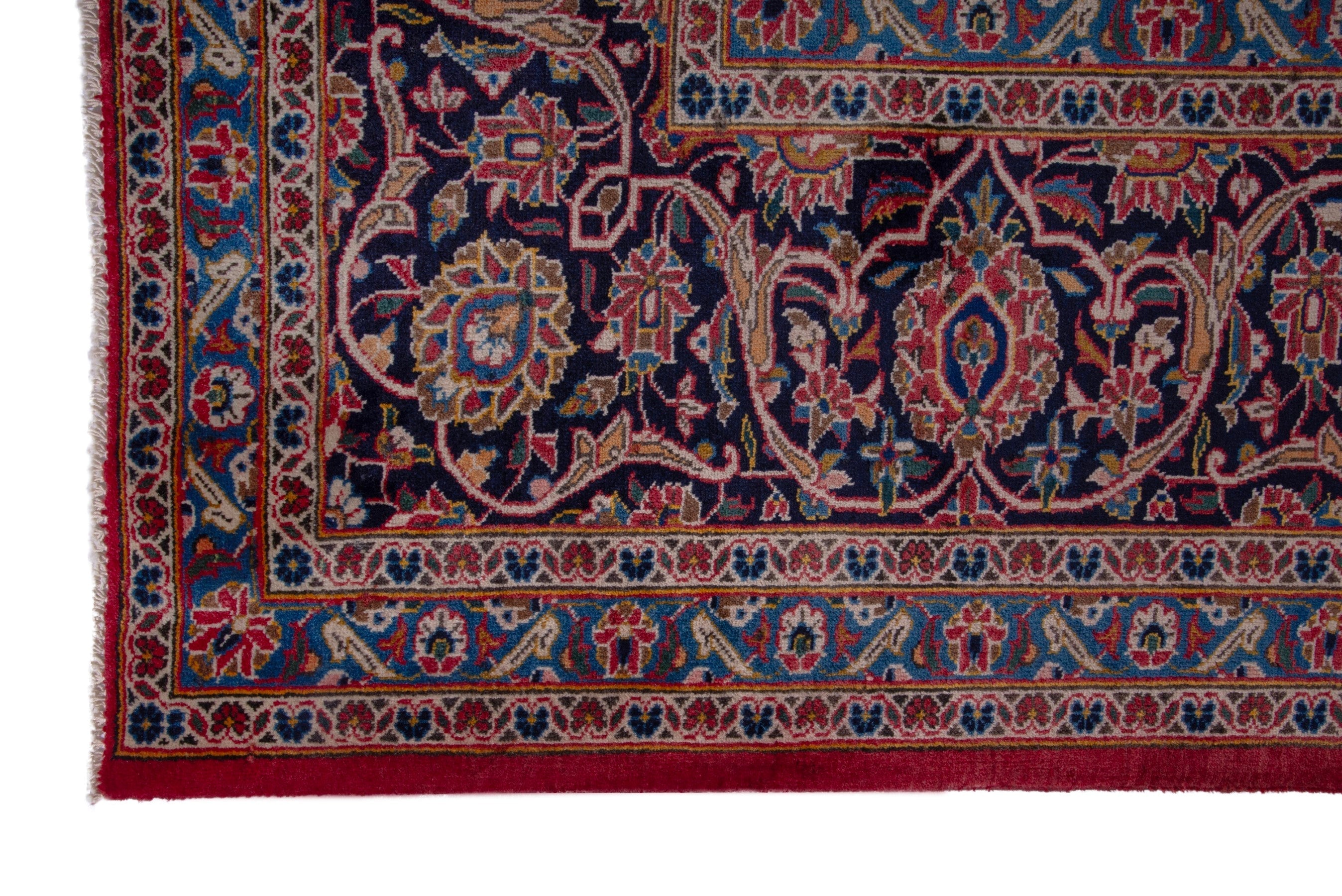 Persian Kashan oversized rug in deep red and taupe, view 5 of 16