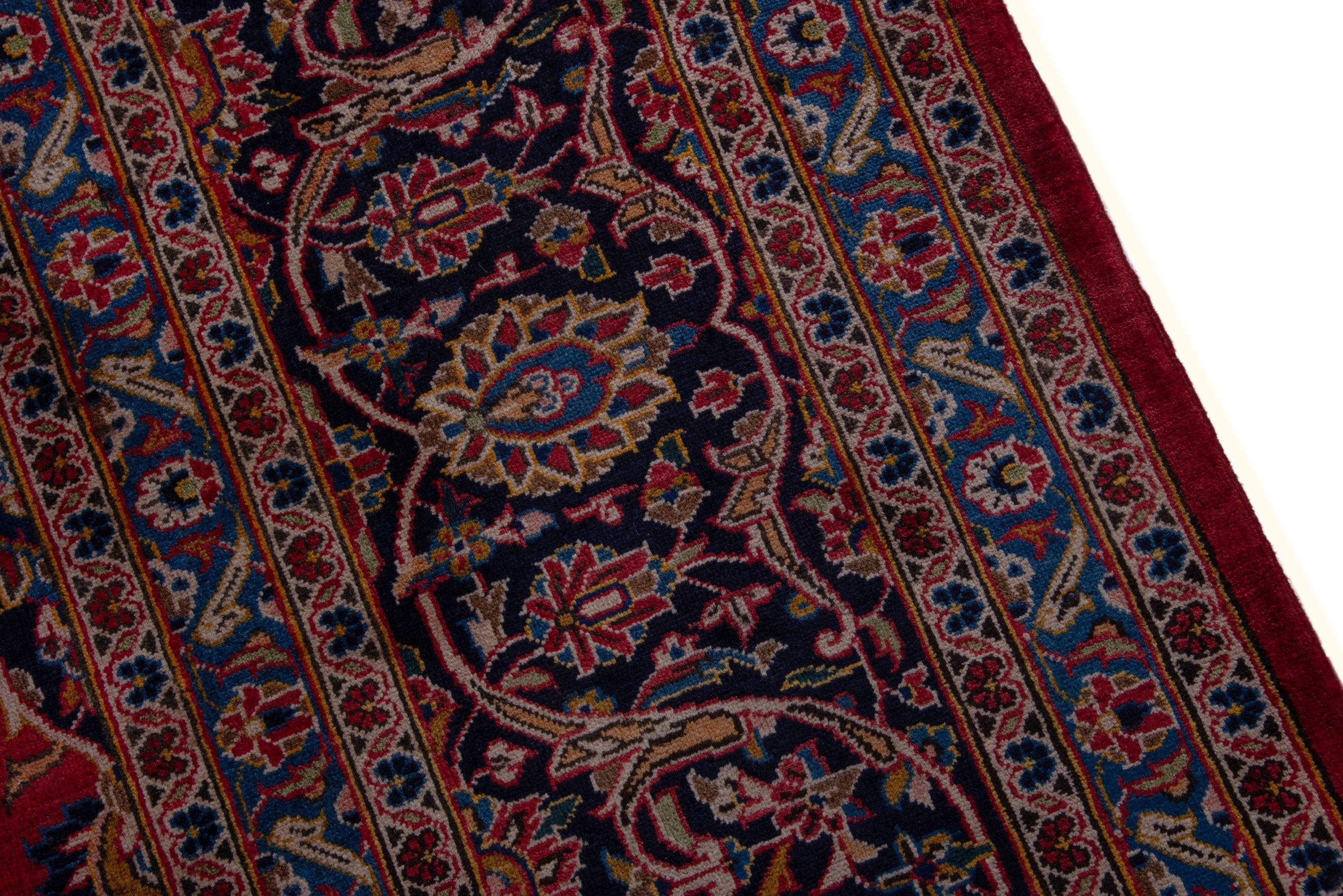 Persian Kashan oversized rug in deep red and taupe, view 7 of 16