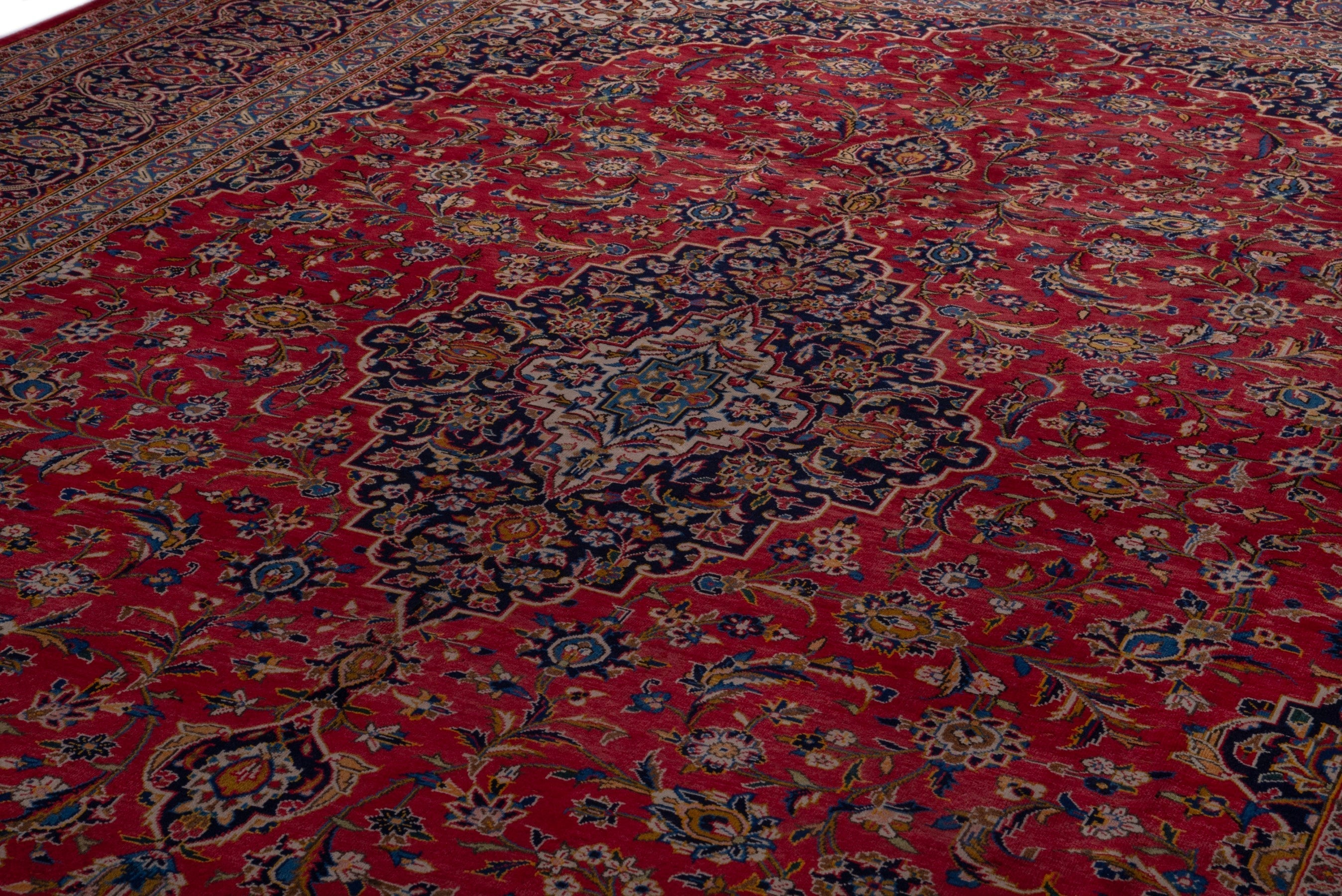 Persian Kashan oversized rug in deep red and taupe, view 8 of 16