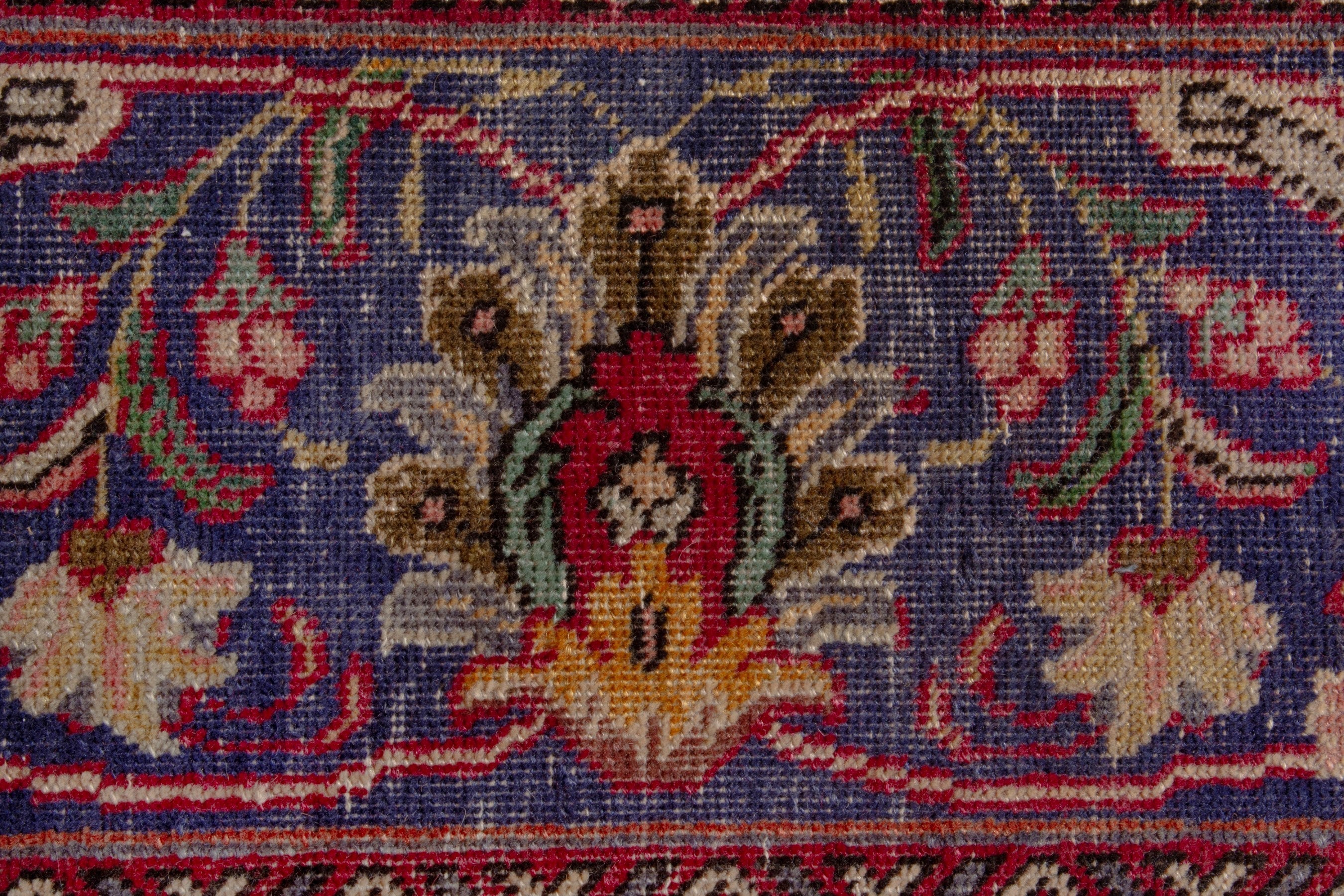 Persian Tabriz oversized rug in deep red and dark blue, view 13 of 17