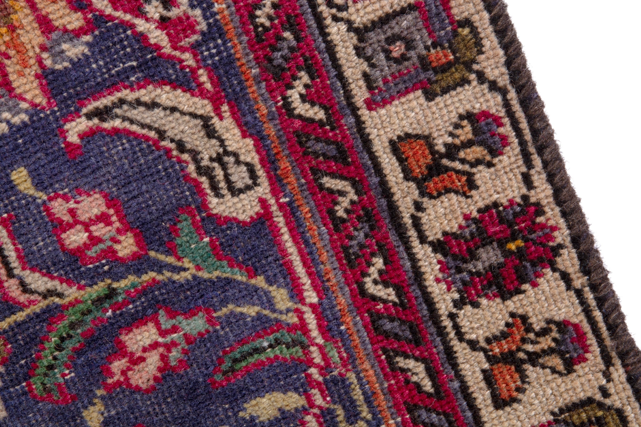 Persian Tabriz oversized rug in deep red and dark blue, view 7 of 17