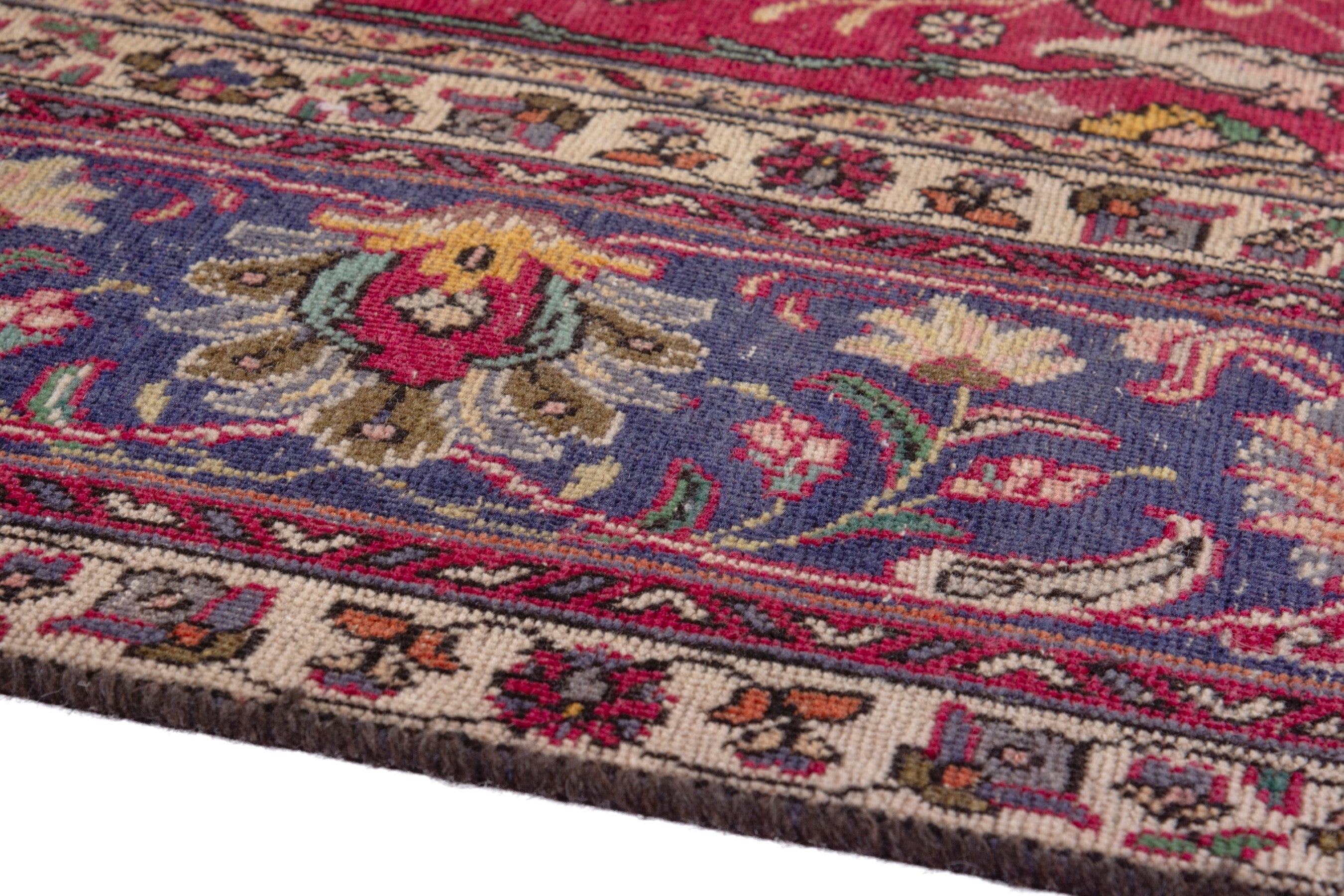 Persian Tabriz oversized rug in deep red and dark blue, view 8 of 17