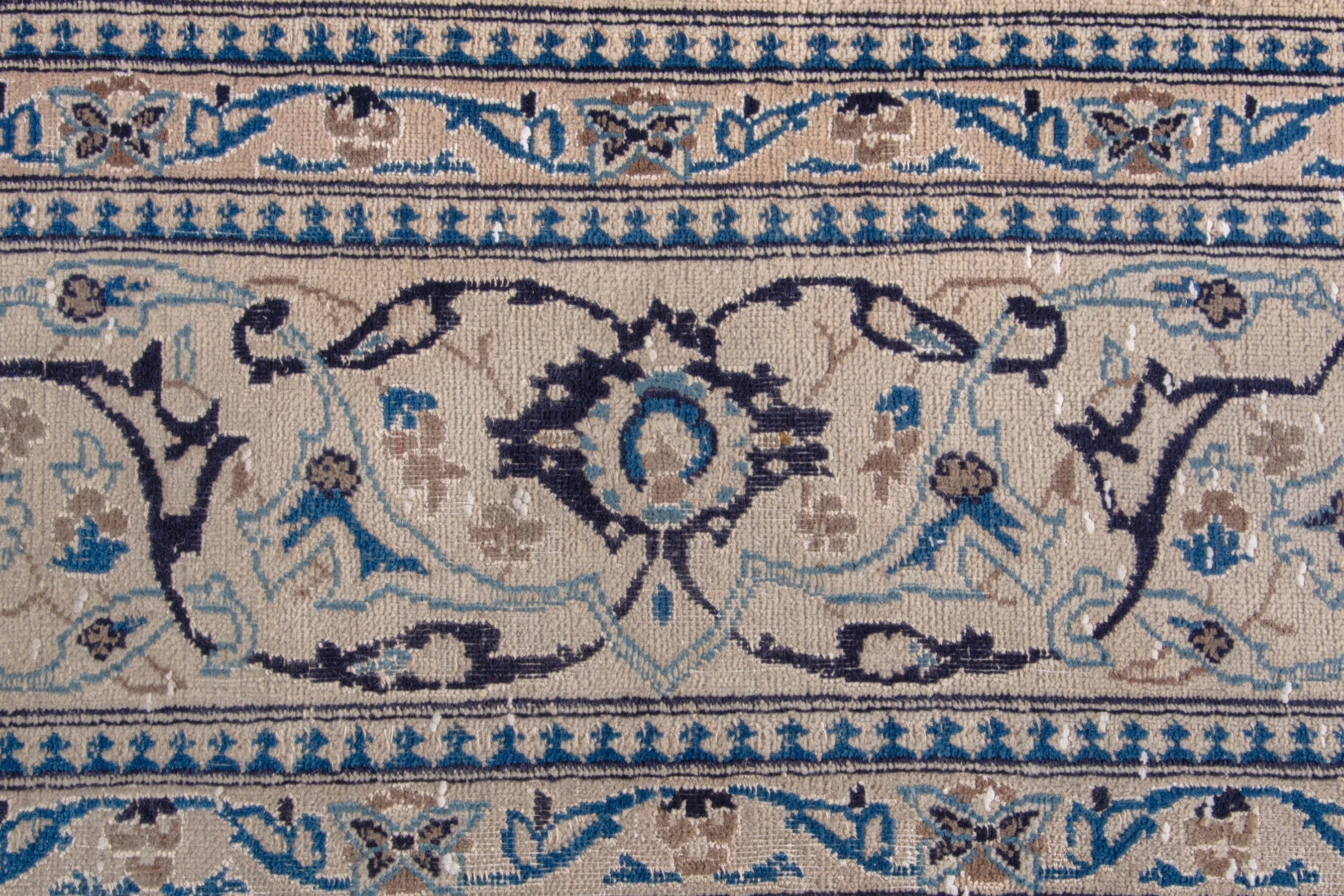 Persian Nain area rug in cream and denim, view 10 of 20