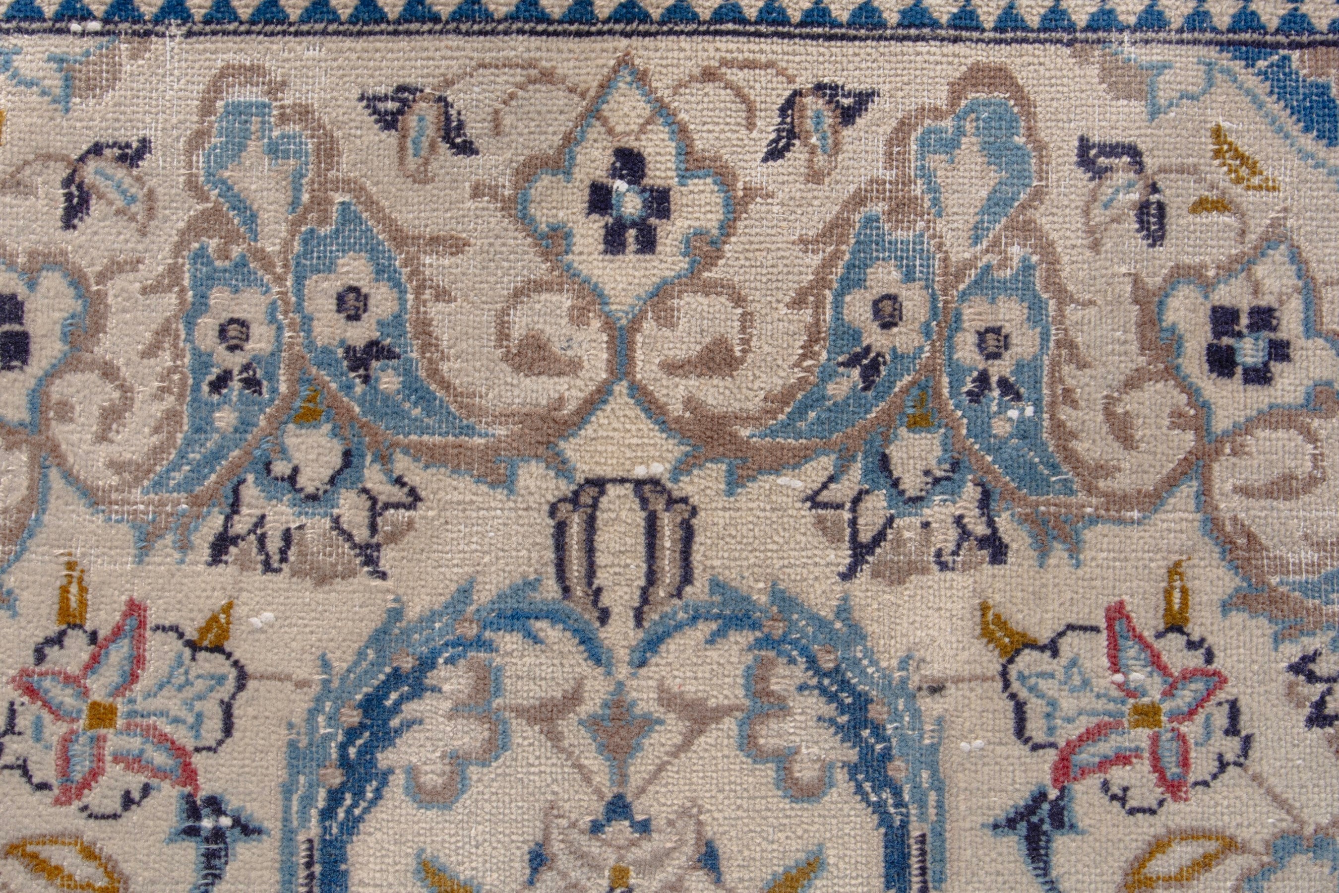 Persian Nain area rug in cream and denim, view 11 of 20
