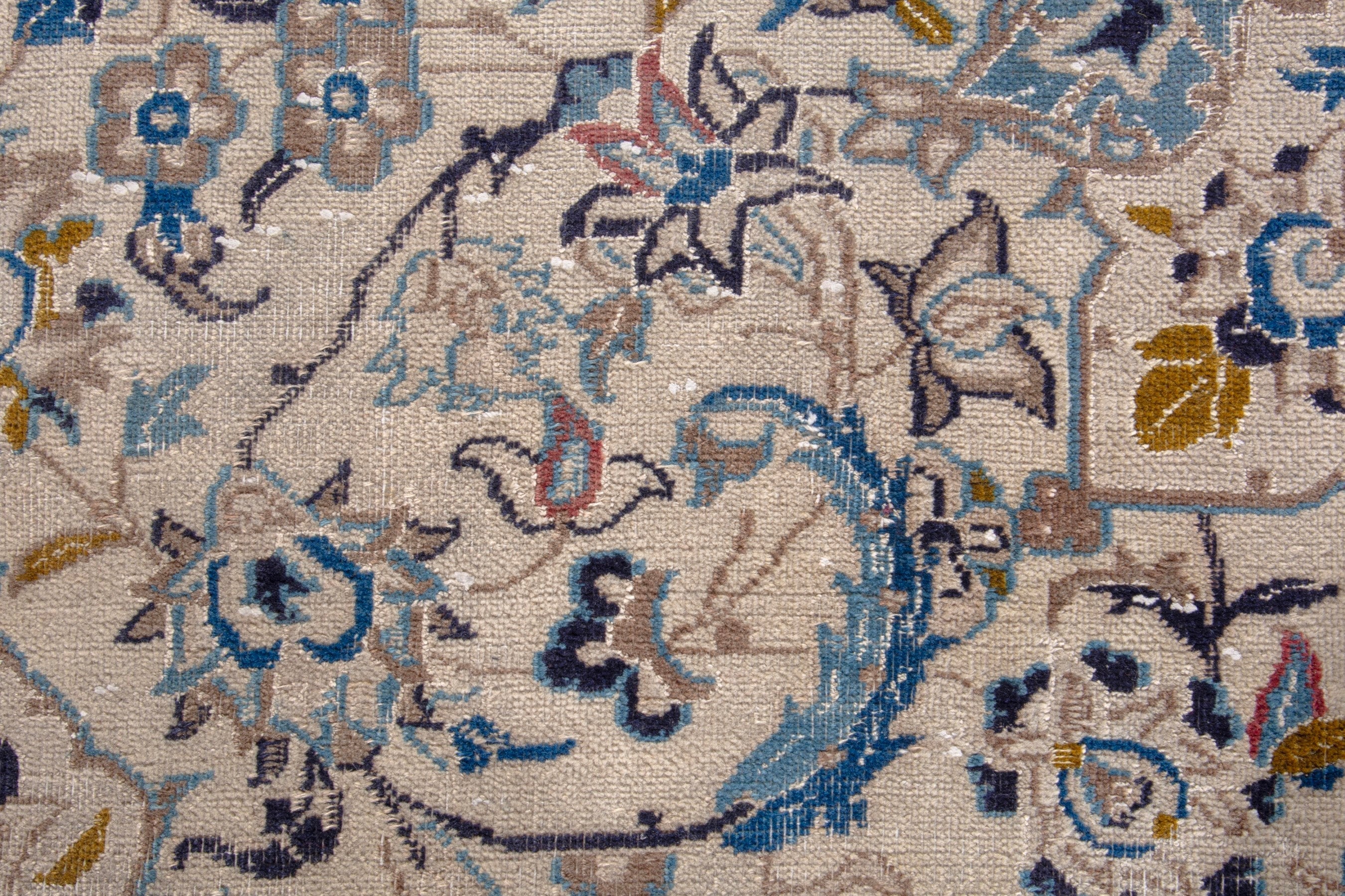 Persian Nain area rug in cream and denim, view 12 of 20
