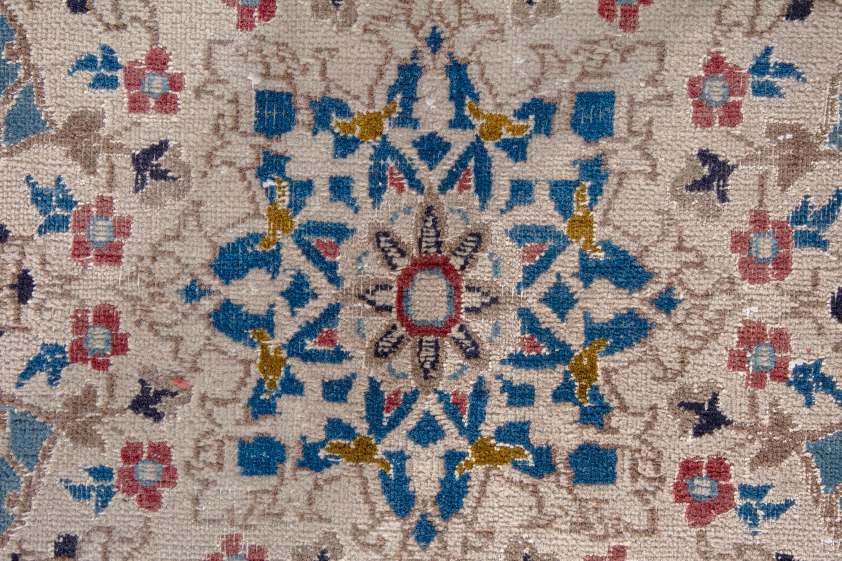 Persian Nain area rug in cream and denim, view 13 of 20
