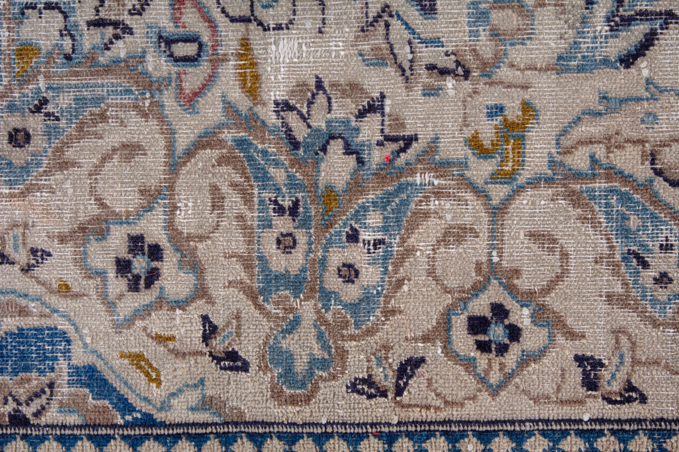 Persian Nain area rug in cream and denim, view 14 of 20