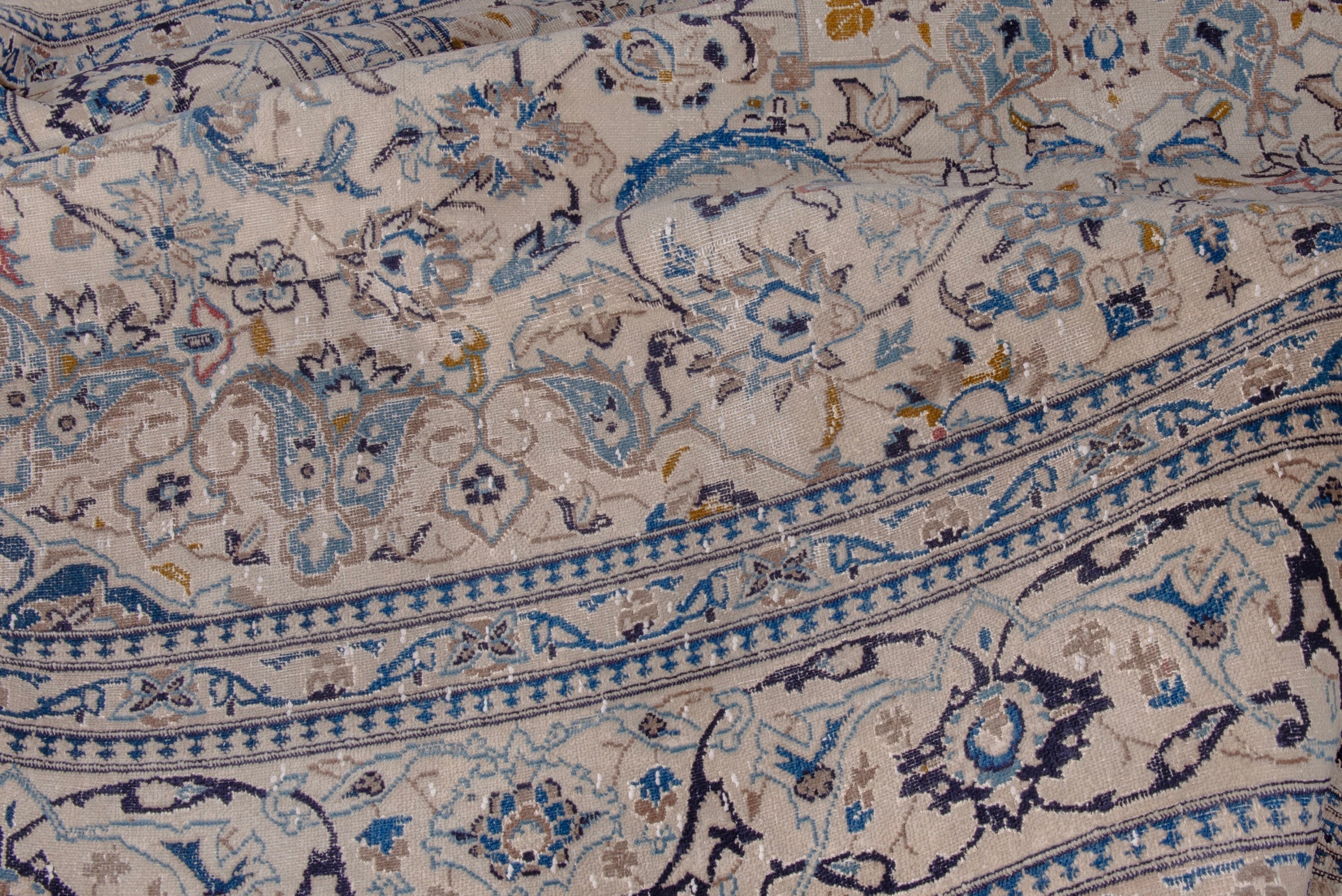 Persian Nain area rug in cream and denim, view 18 of 20