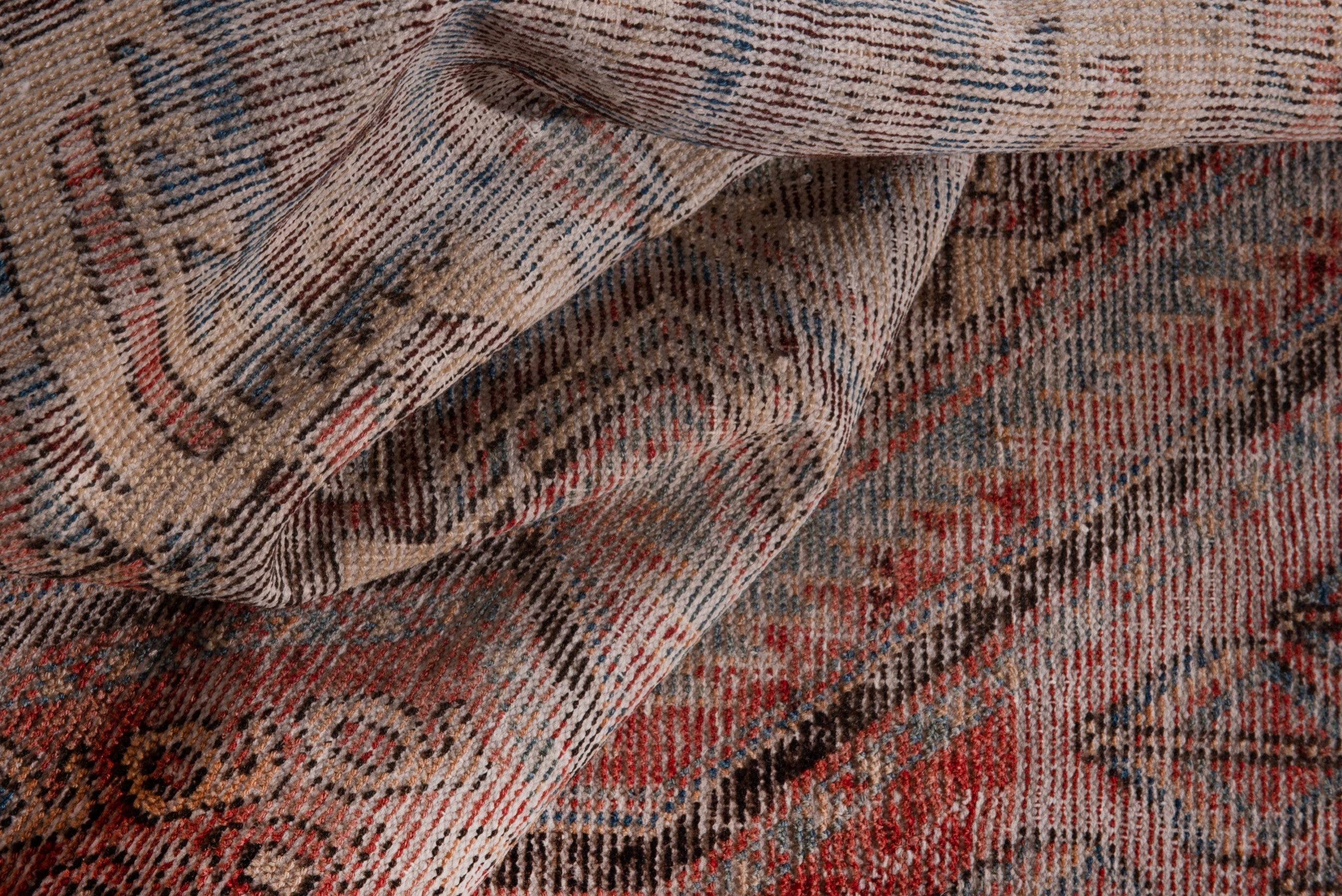 Persian Sirjan accent rug in greige and rust, view 14 of 17