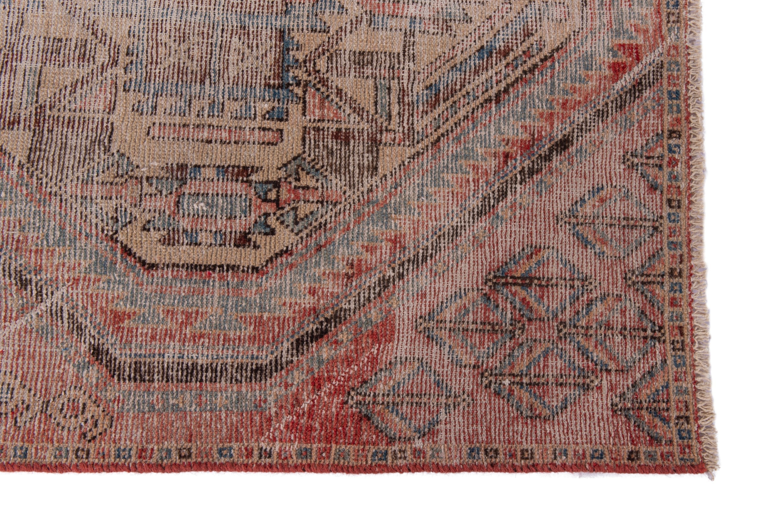 Persian Sirjan accent rug in greige and rust, view 5 of 17