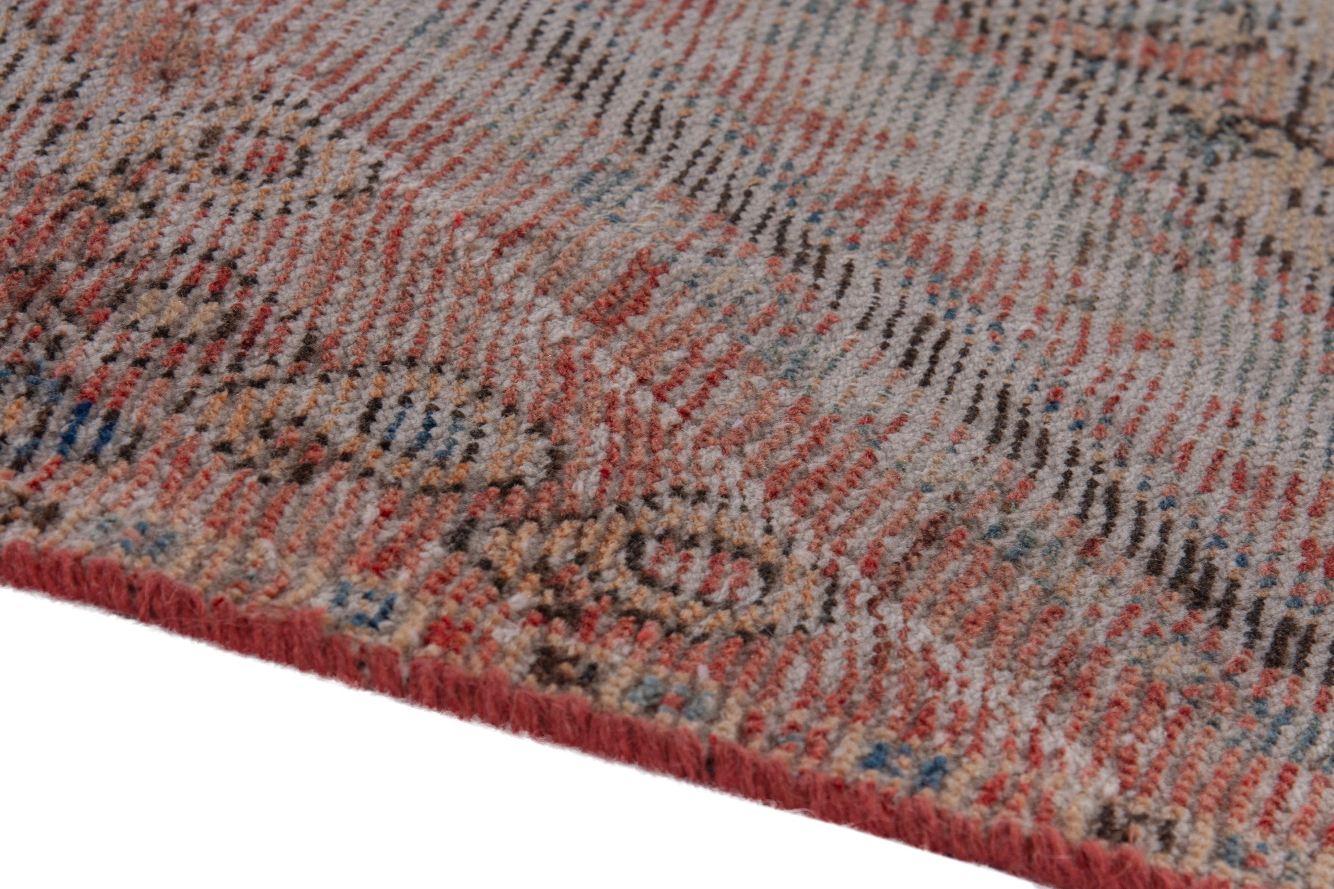 Persian Sirjan accent rug in greige and rust, view 8 of 17