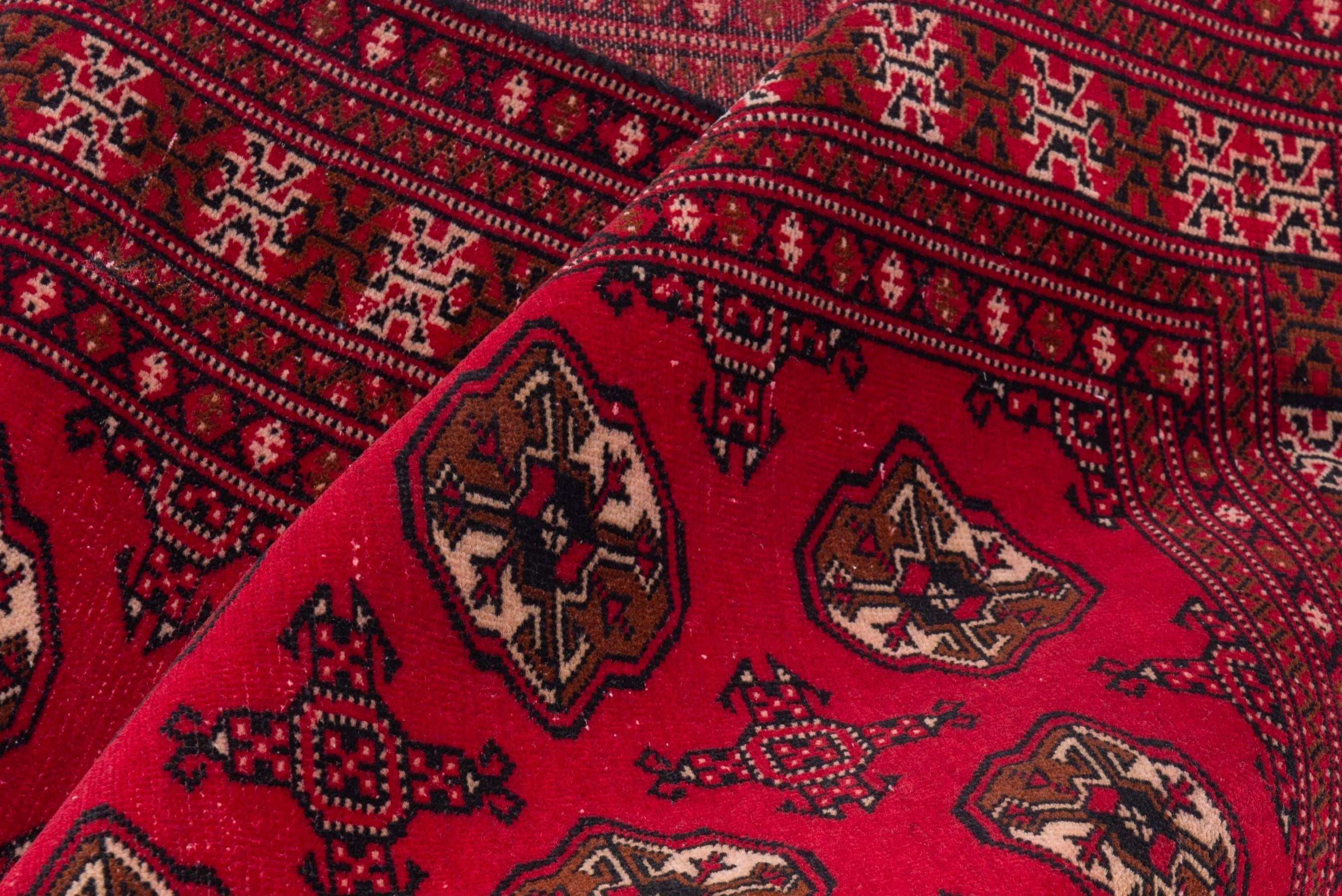 Persian Torkaman accent rug in deep red and tan, view 14 of 17