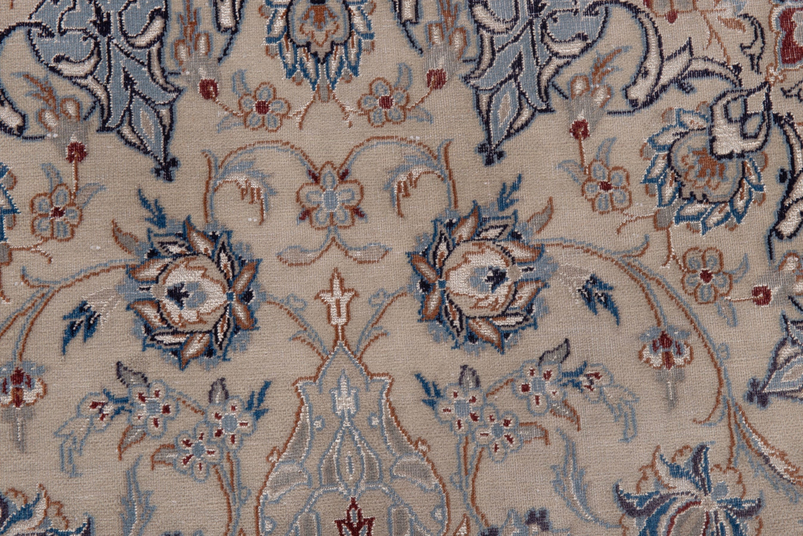 Persian Nain area rug in cream and dusty blue, view 11 of 20