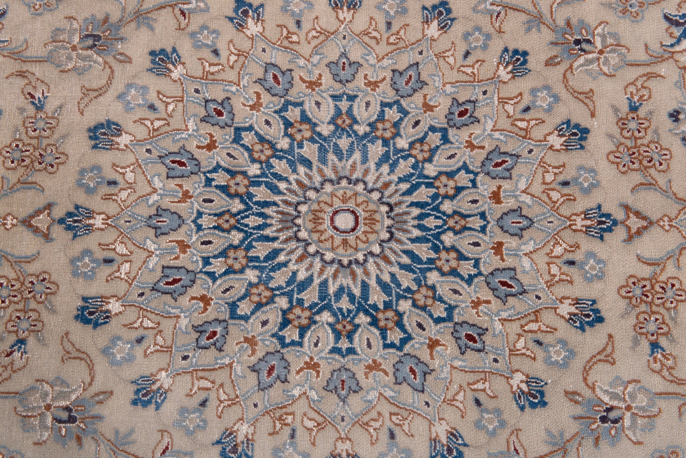 Persian Nain area rug in cream and dusty blue, view 13 of 20