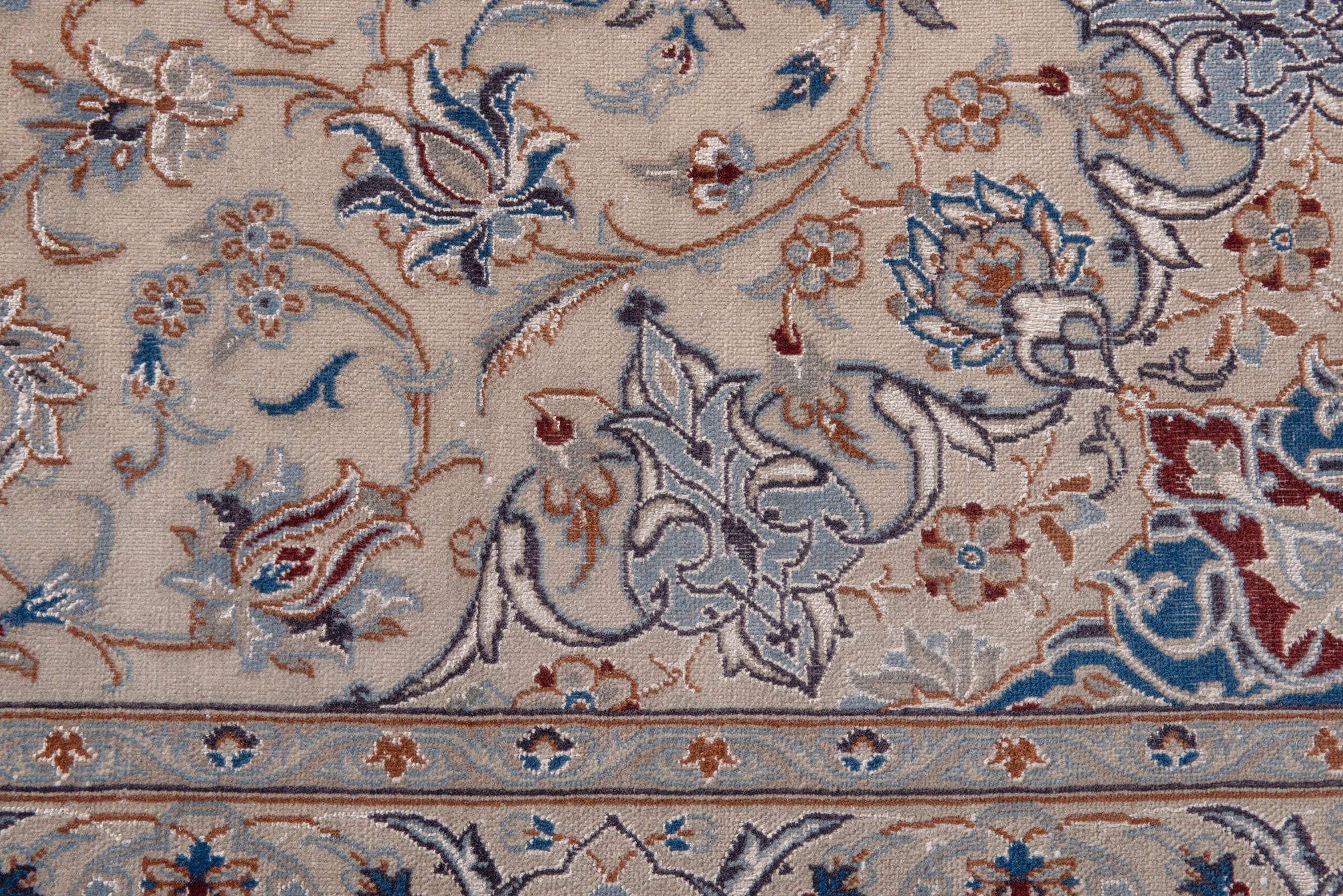 Persian Nain area rug in cream and dusty blue, view 14 of 20