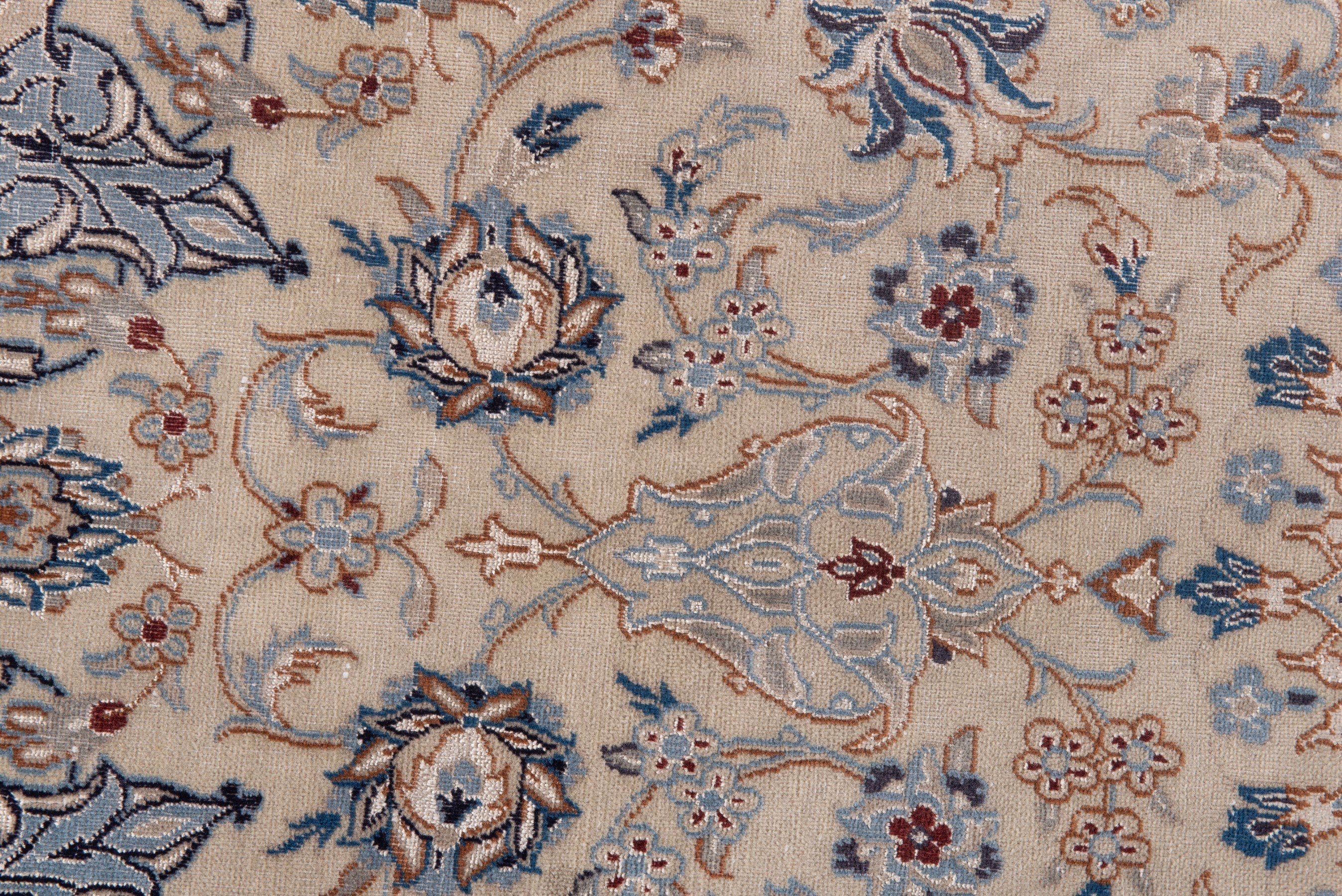 Persian Nain area rug in cream and dusty blue, view 15 of 20