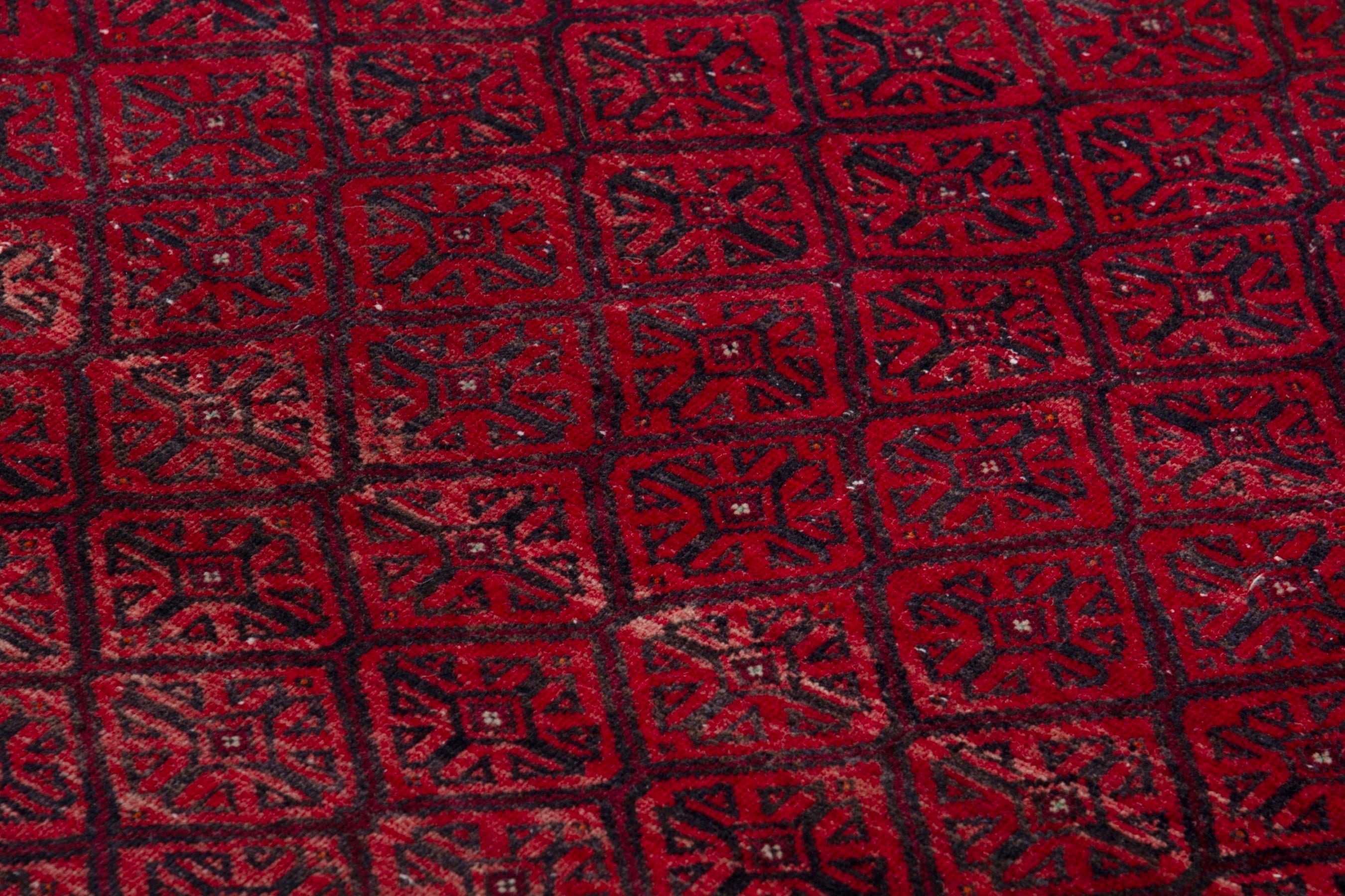 Persian Baluch accent rug in deep red and burgundy, view 12 of 17