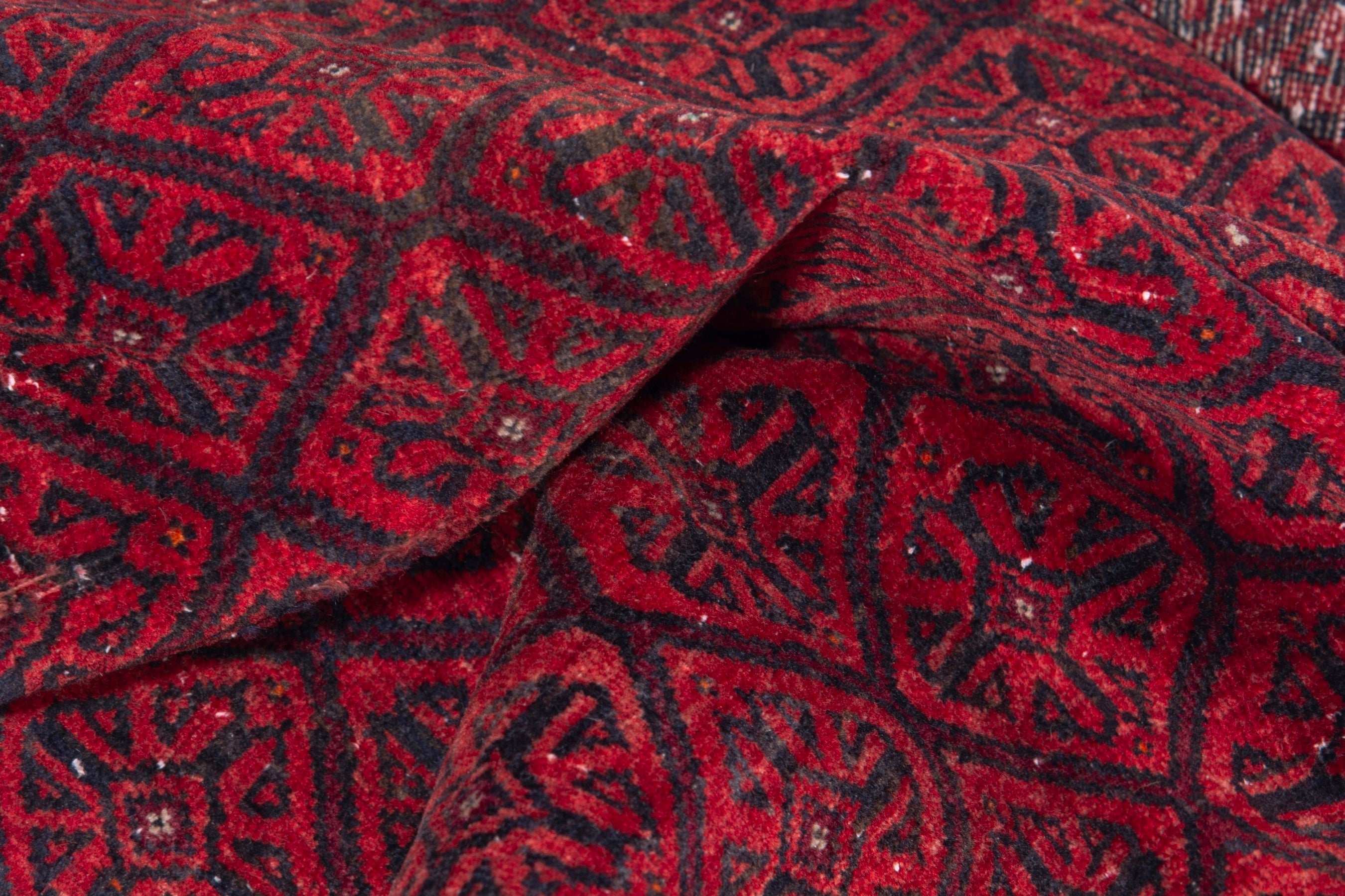 Persian Baluch accent rug in deep red and burgundy, view 13 of 17