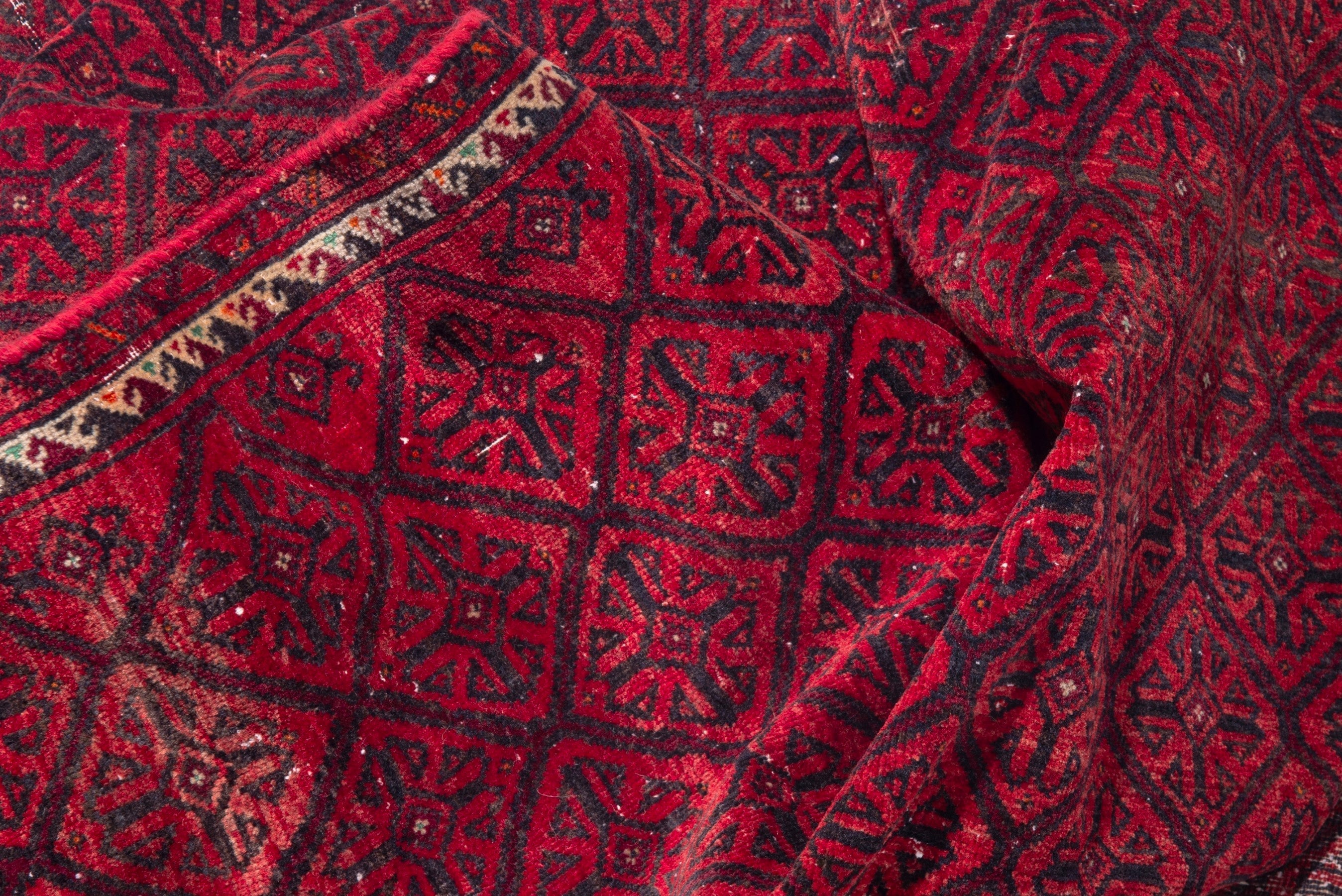 Persian Baluch accent rug in deep red and burgundy, view 15 of 17