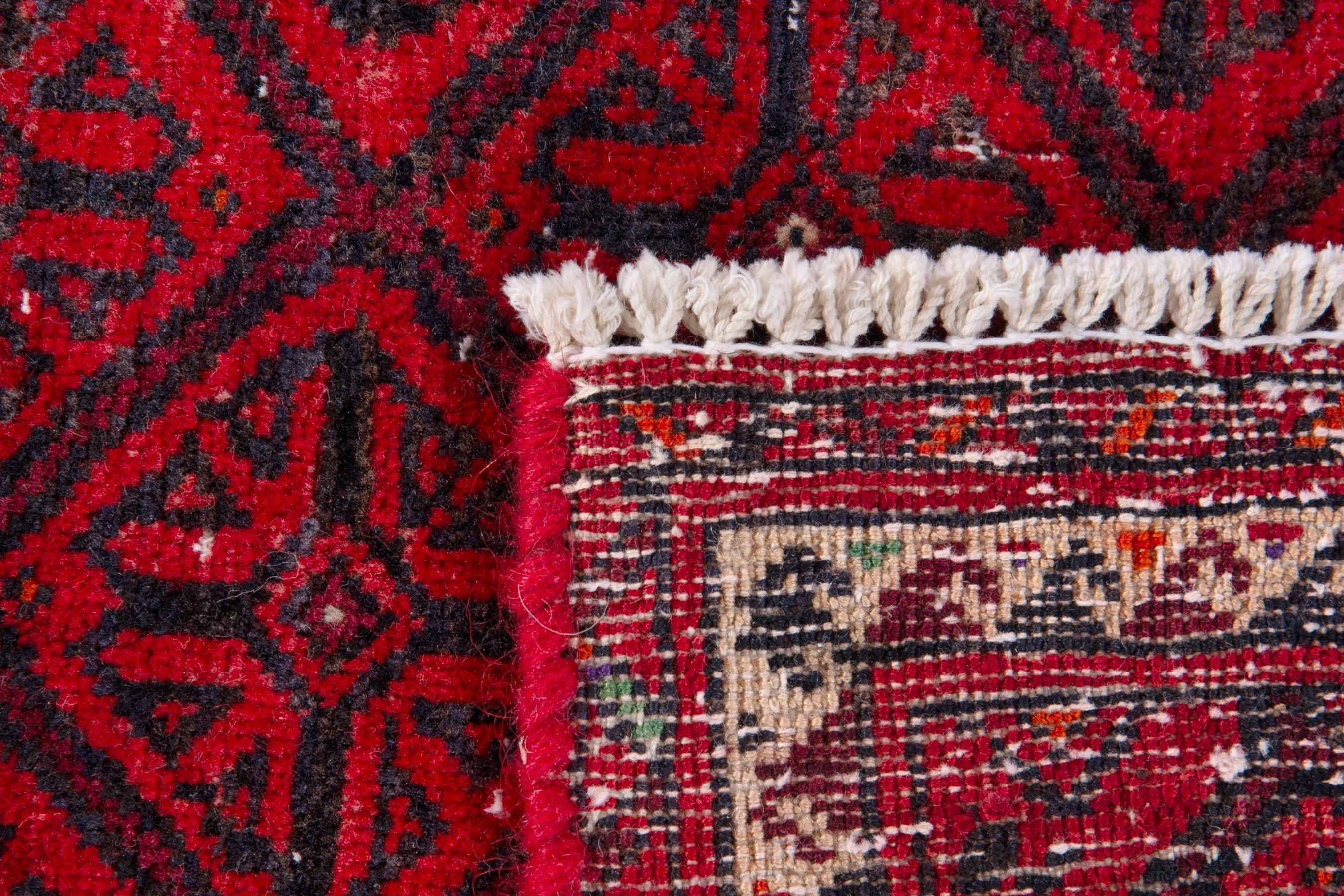 Persian Baluch accent rug in deep red and burgundy, view 17 of 17