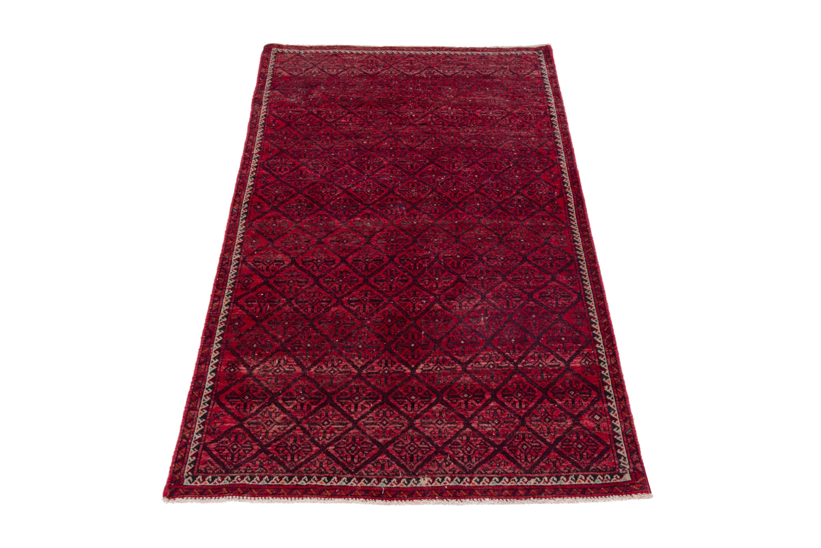 Persian Baluch accent rug in deep red and burgundy, view 3 of 17