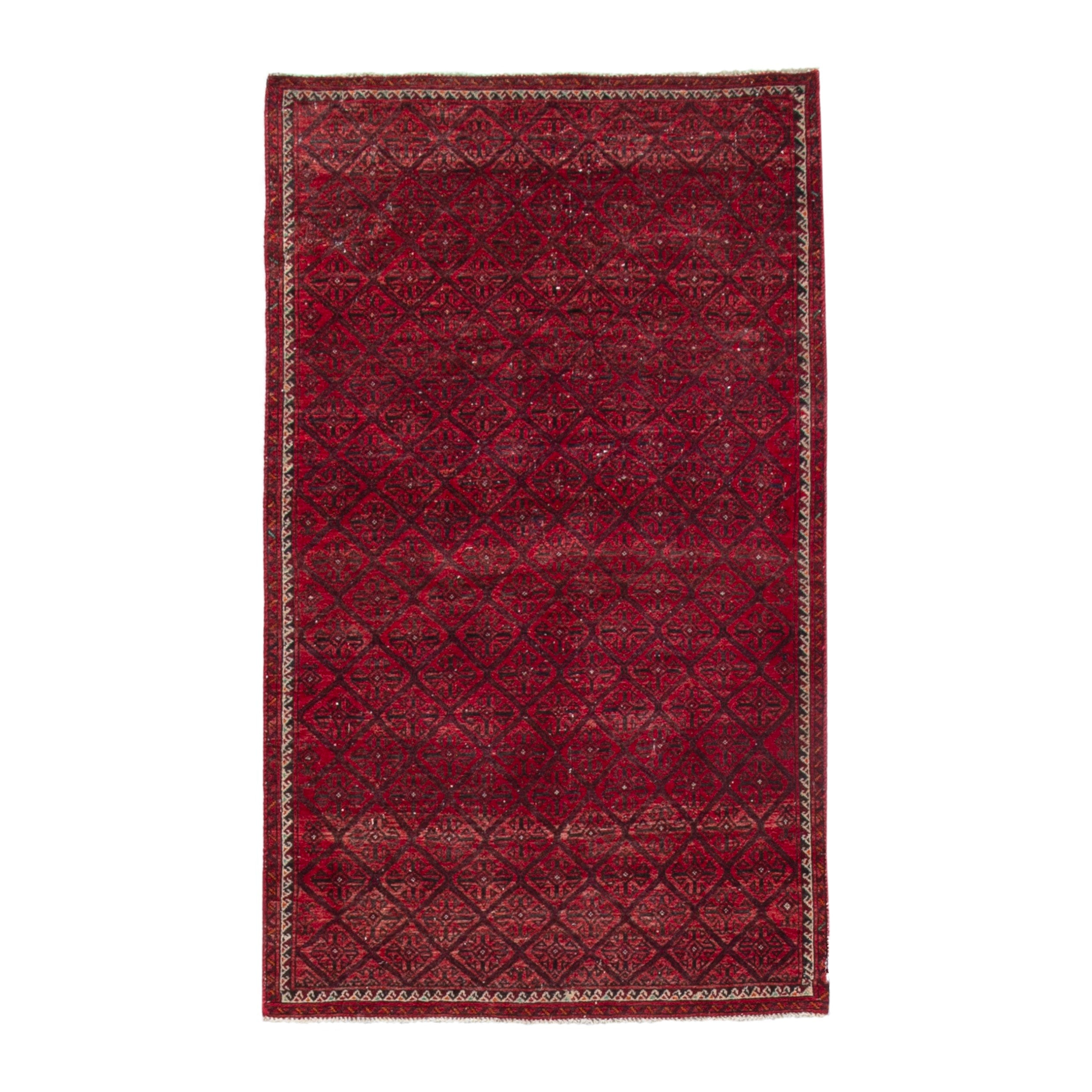 Persian Baluch accent rug in deep red and burgundy, 2'11" x 5'1"