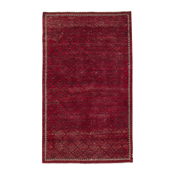 Persian Baluch accent rug in deep red and burgundy, 2'11" x 5'1"