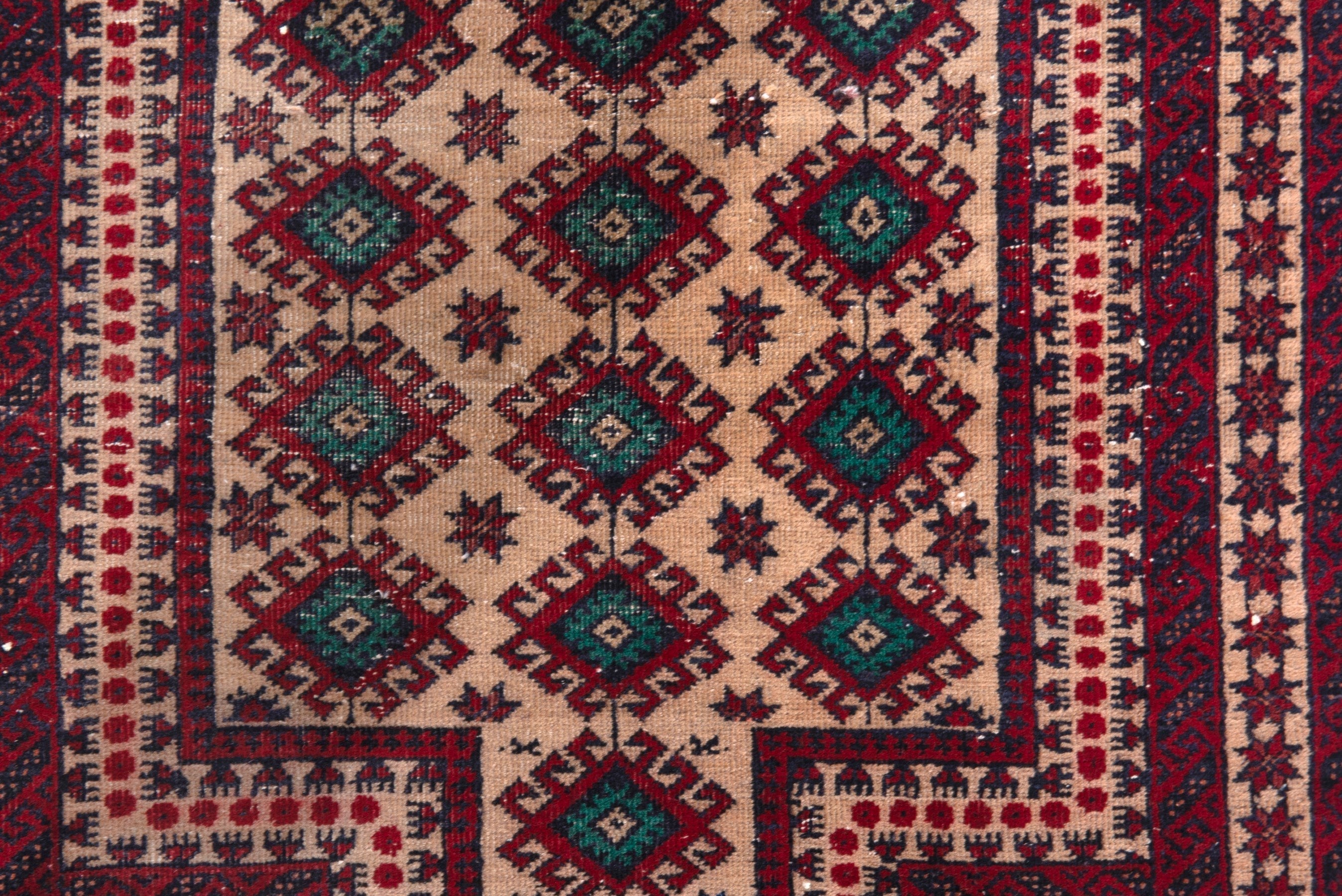 Persian Baluch accent rug in cream and burgundy, view 10 of 16