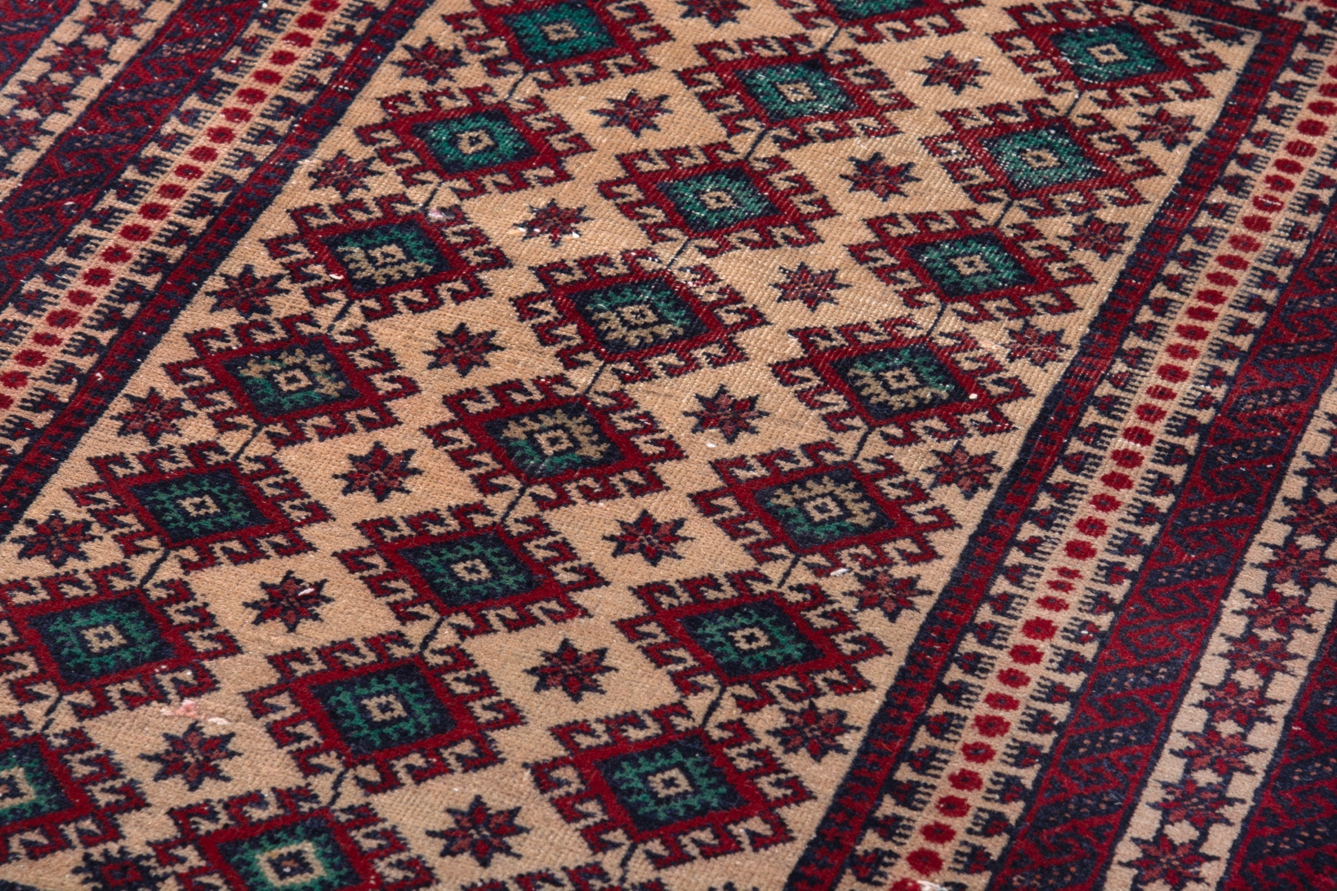 Persian Baluch accent rug in cream and burgundy, view 9 of 16