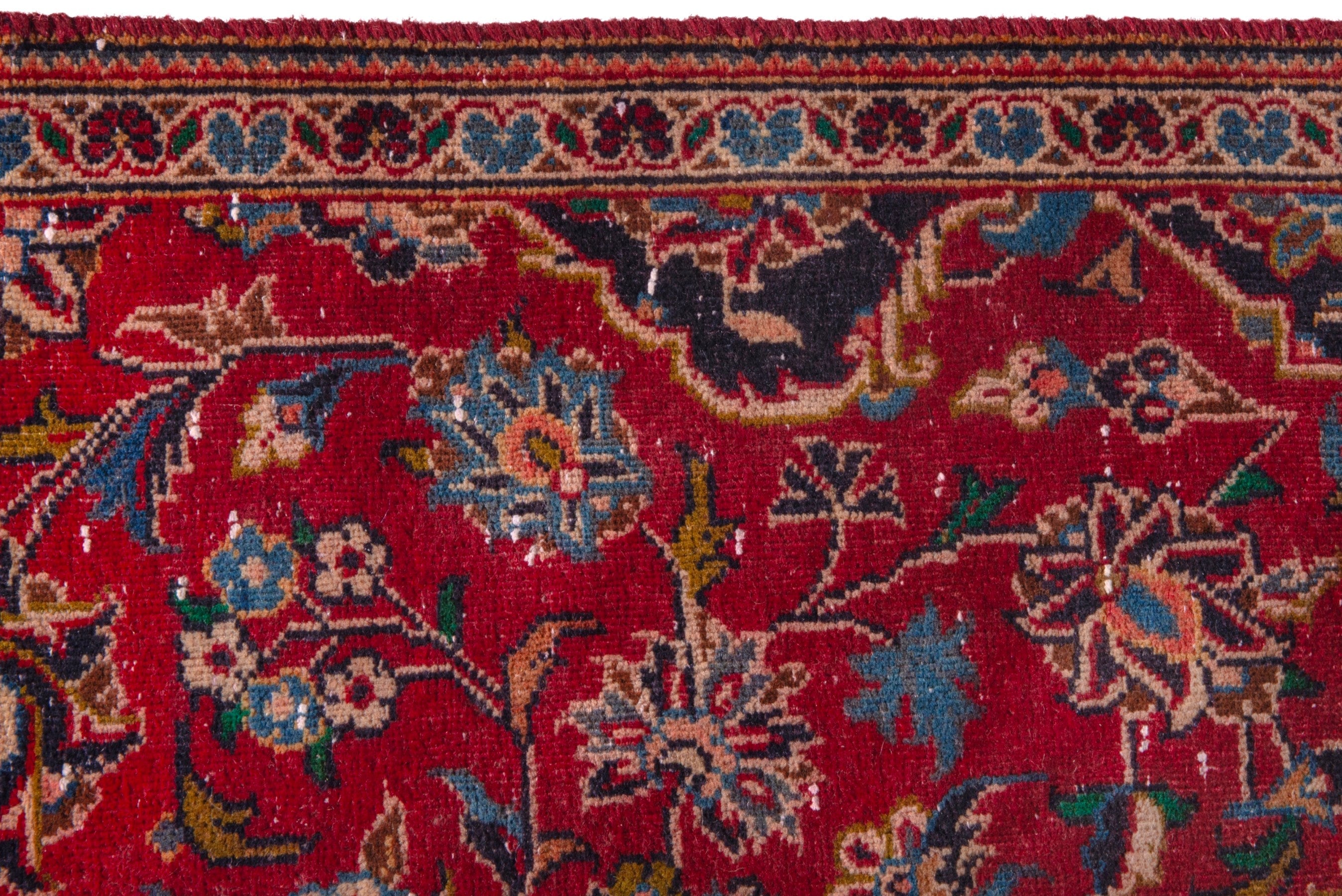 Persian Kashan runner rug in deep red and dark blue, view 13 of 18