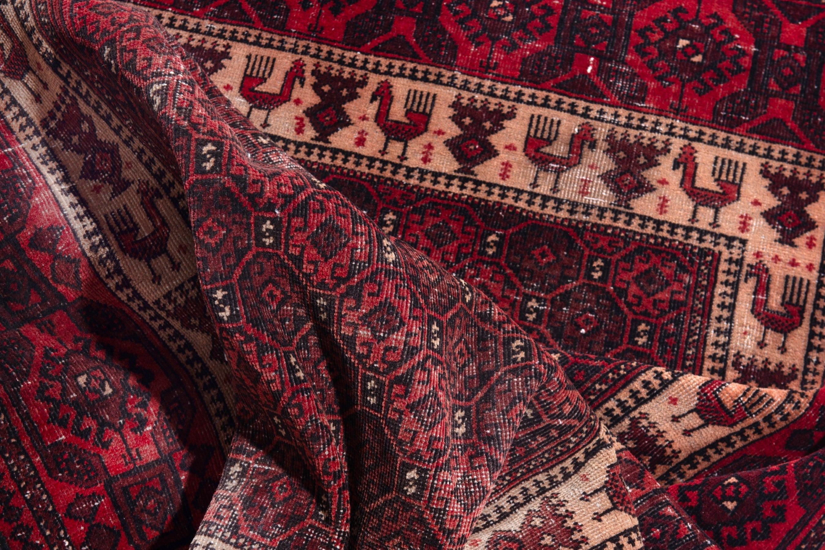 Persian Baluch runner rug in burgundy and deep red, view 15 of 15