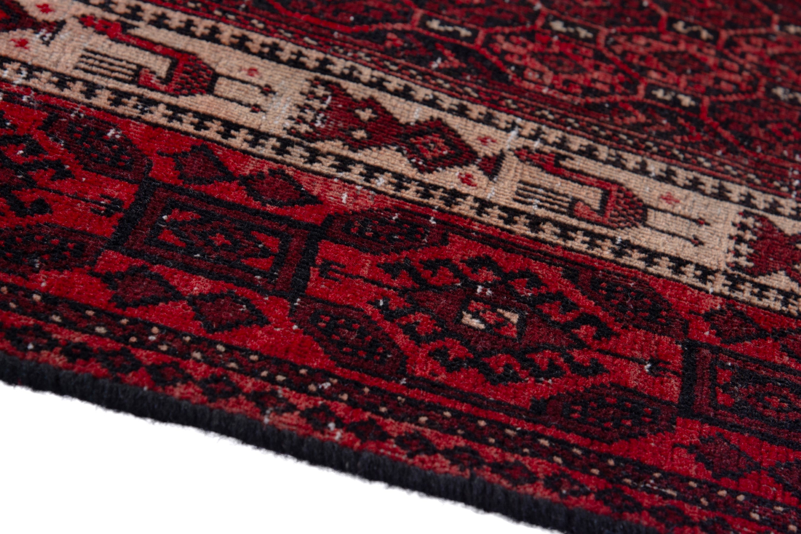 Persian Baluch runner rug in burgundy and deep red, view 8 of 15