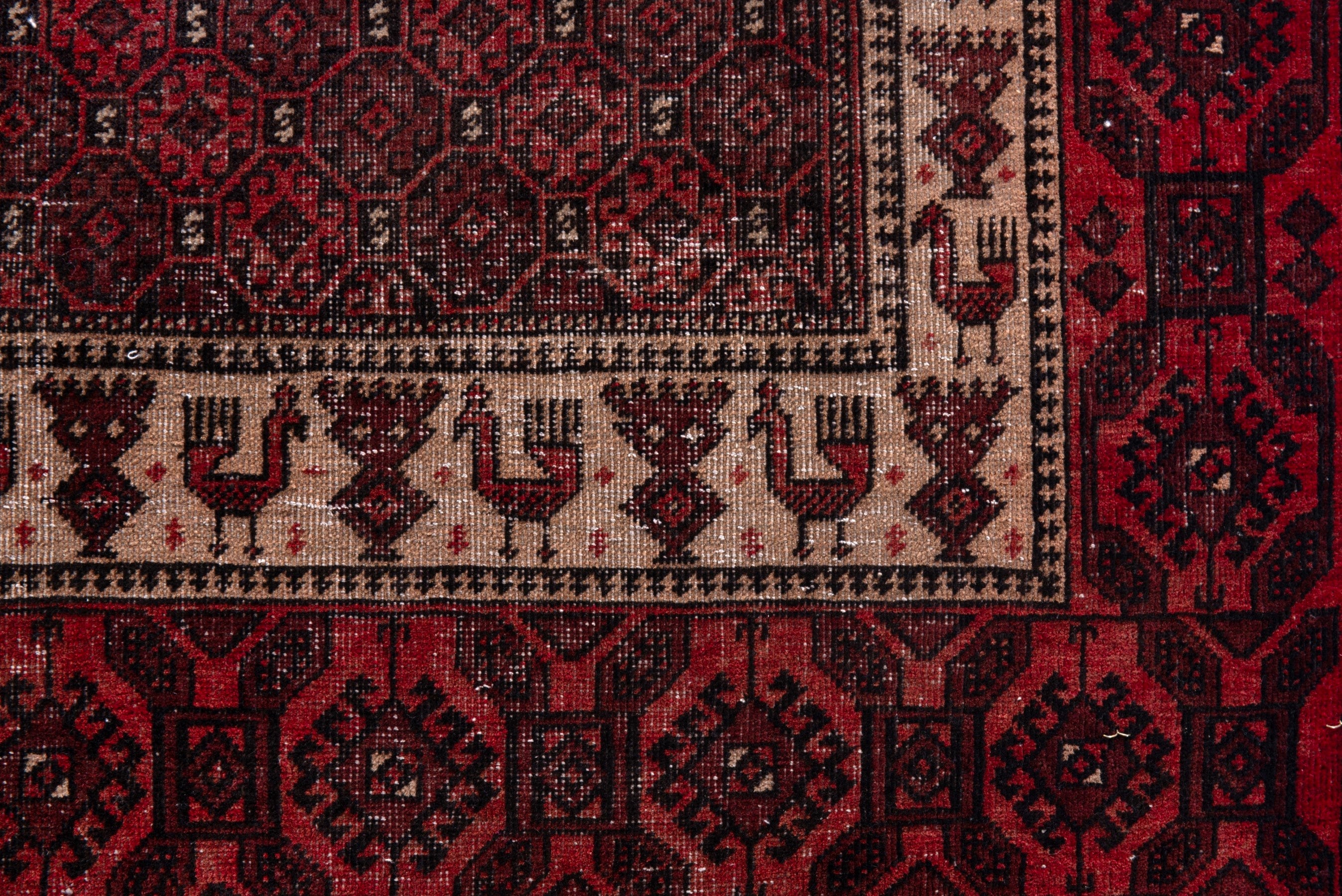 Persian Baluch runner rug in burgundy and deep red, view 9 of 15