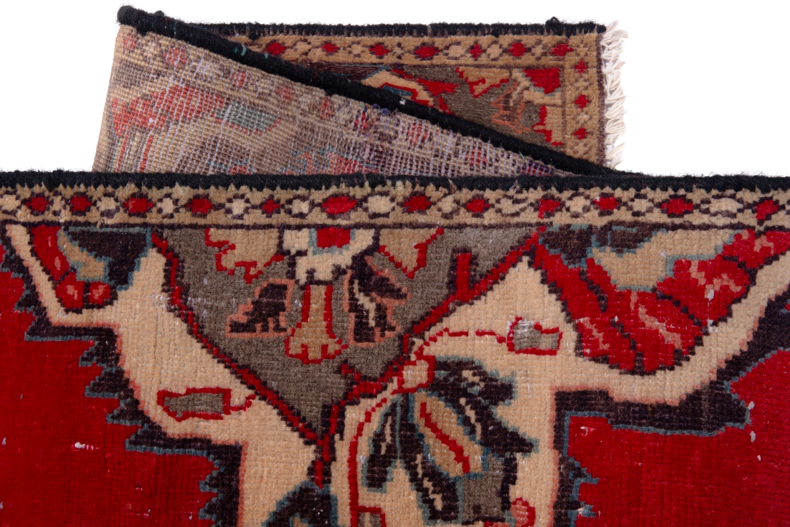 Persian Arak runner rug in deep red and dark blue, view 16 of 18