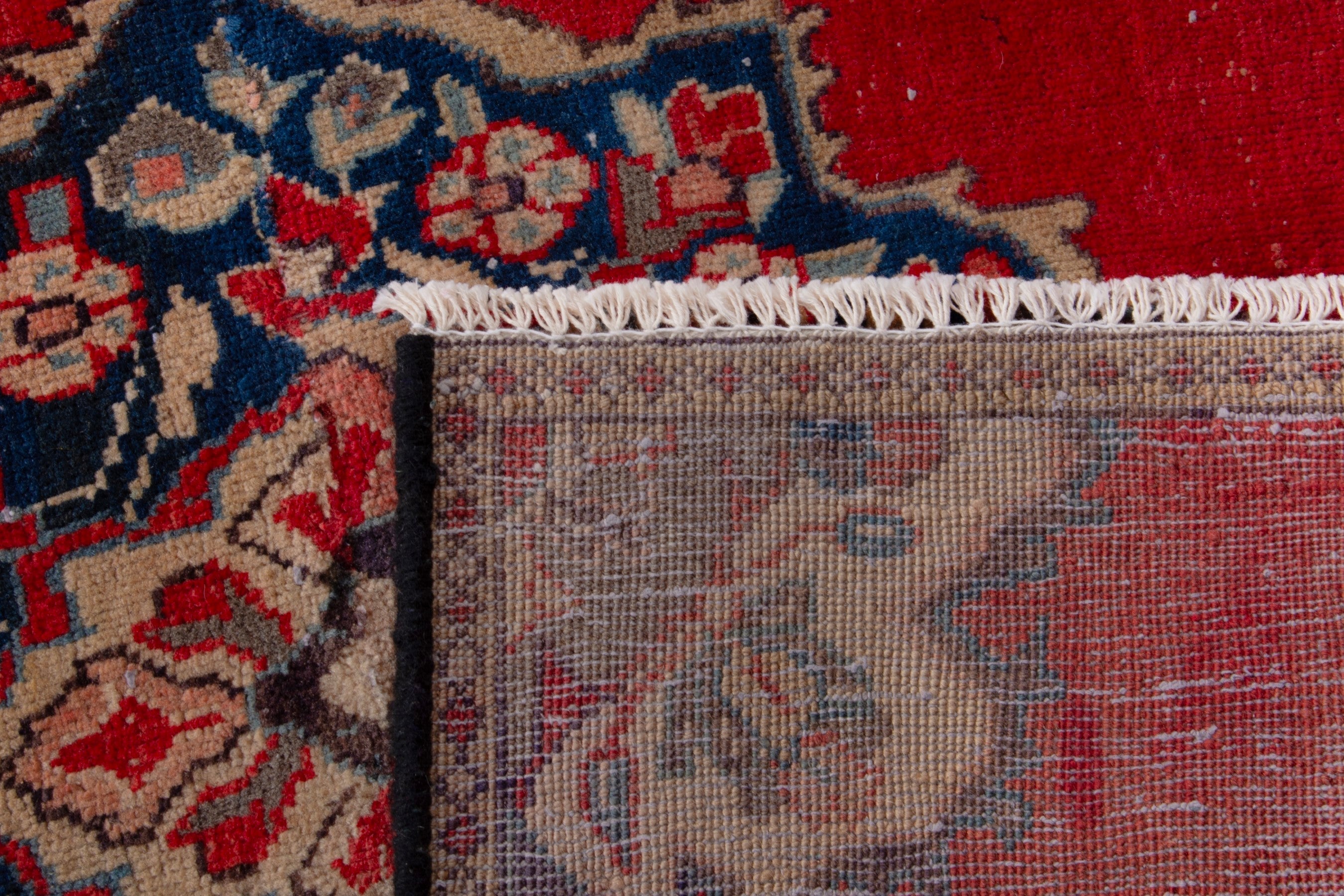 Persian Arak runner rug in deep red and dark blue, view 18 of 18