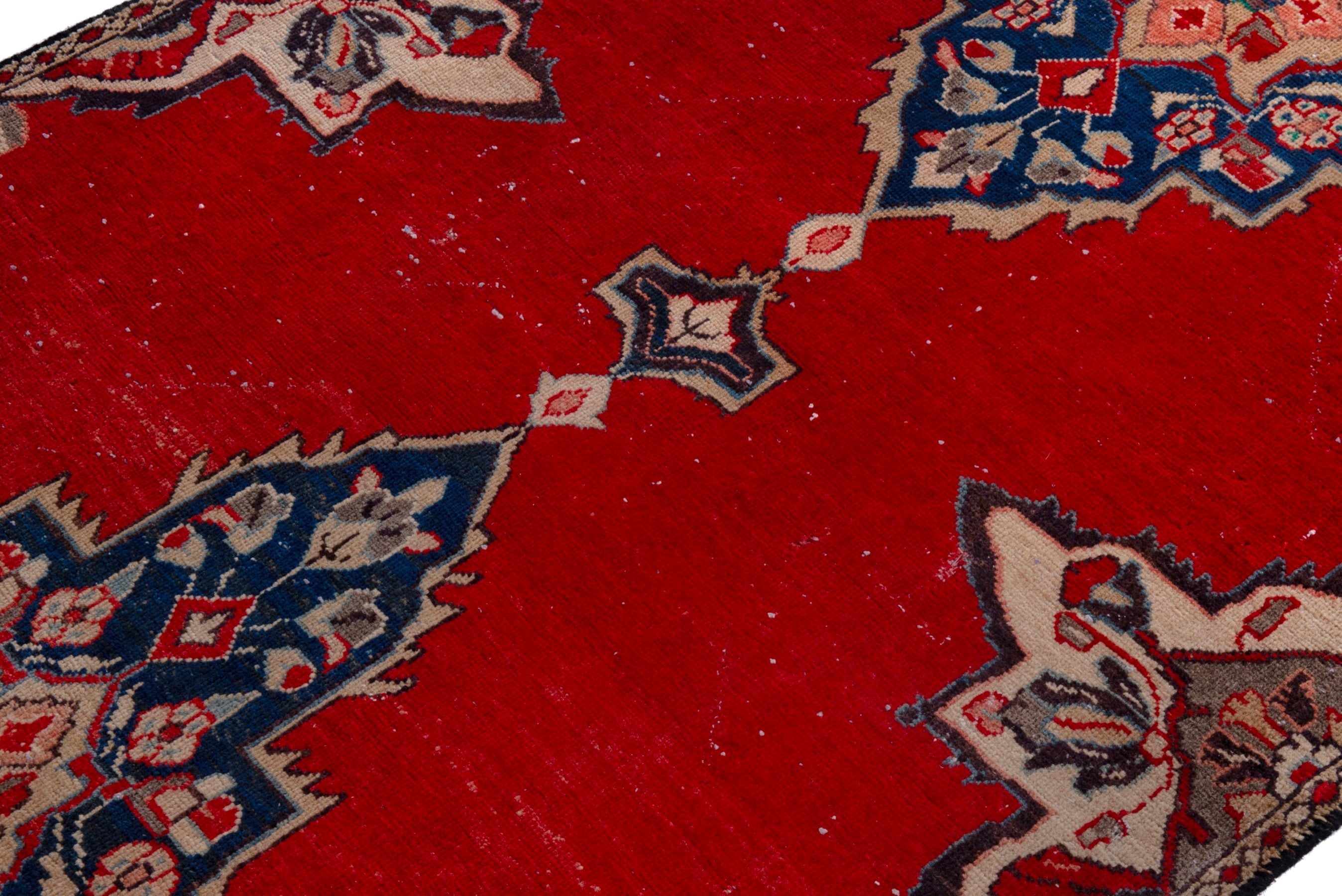 Persian Arak runner rug in deep red and dark blue, view 6 of 18