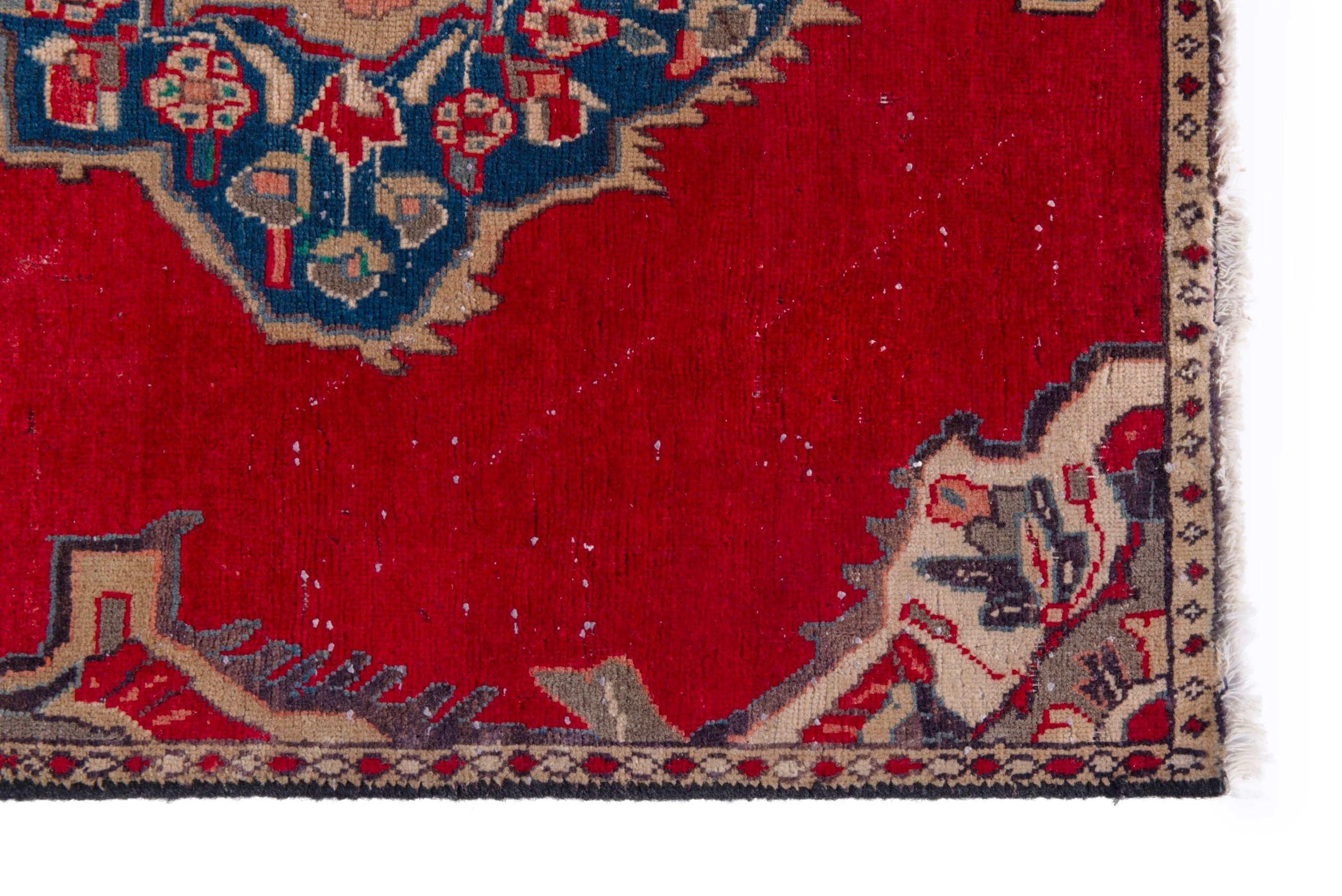 Persian Arak runner rug in deep red and dark blue, view 5 of 18