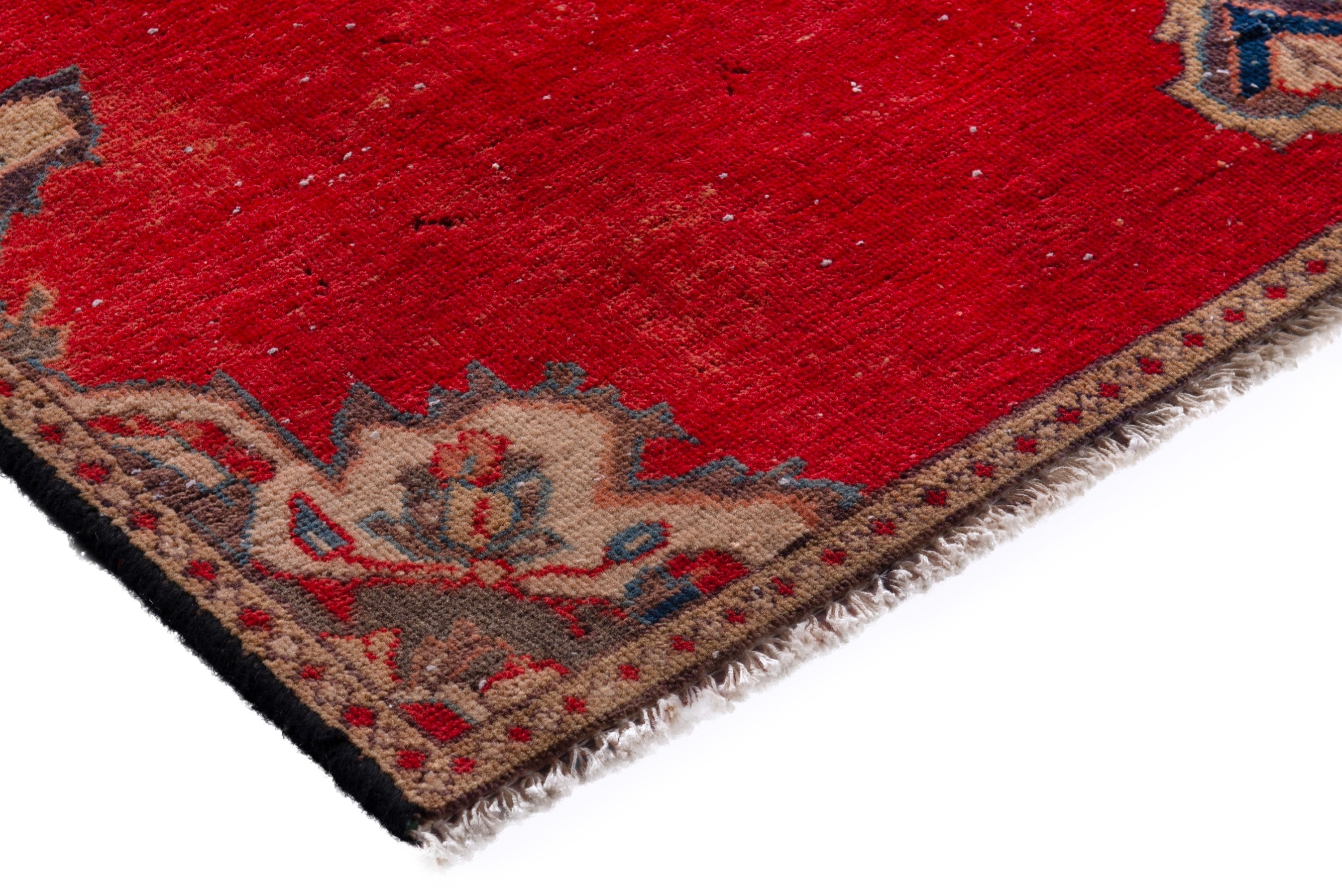 Persian Arak runner rug in deep red and dark blue, view 4 of 18