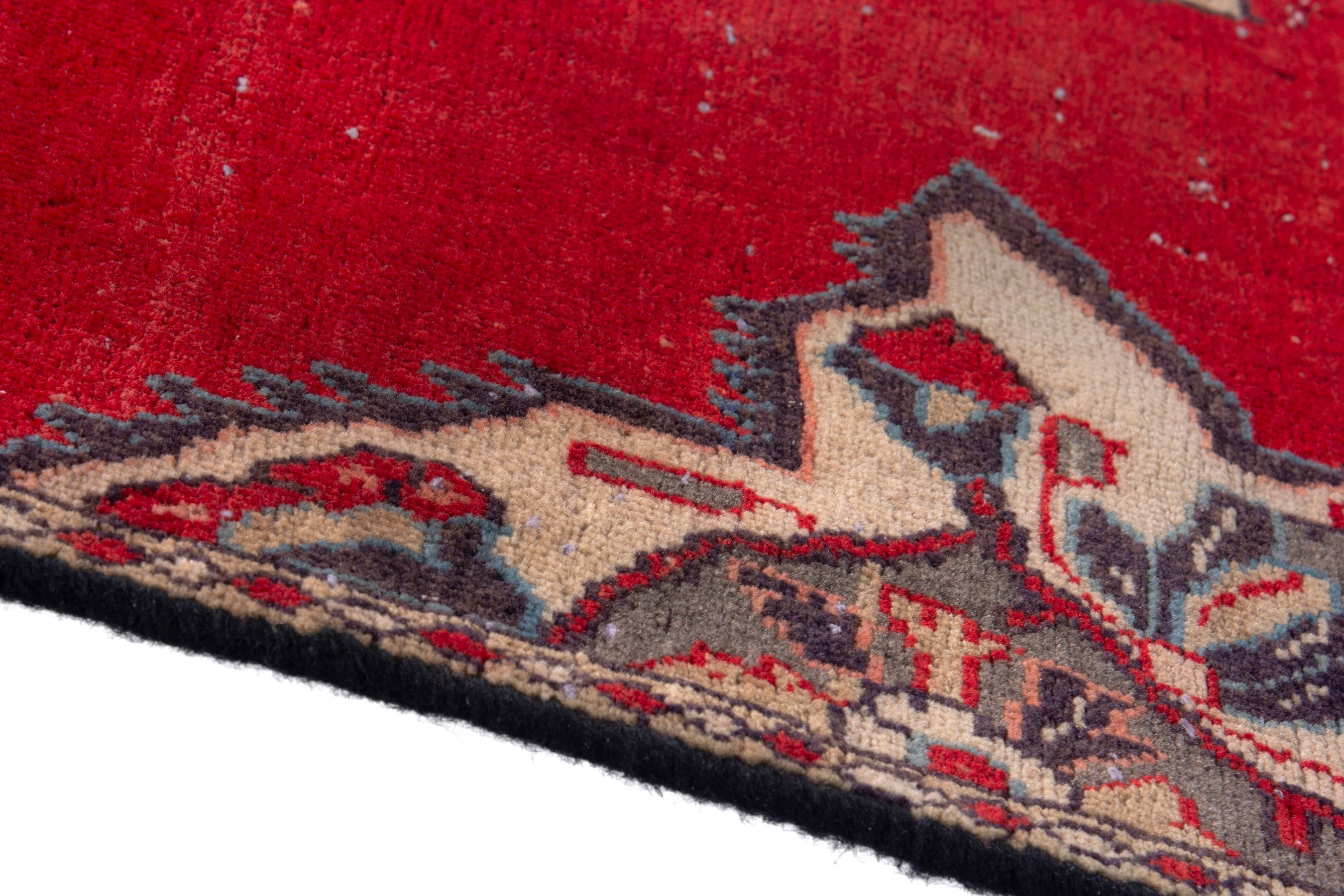 Persian Arak runner rug in deep red and dark blue, view 8 of 18