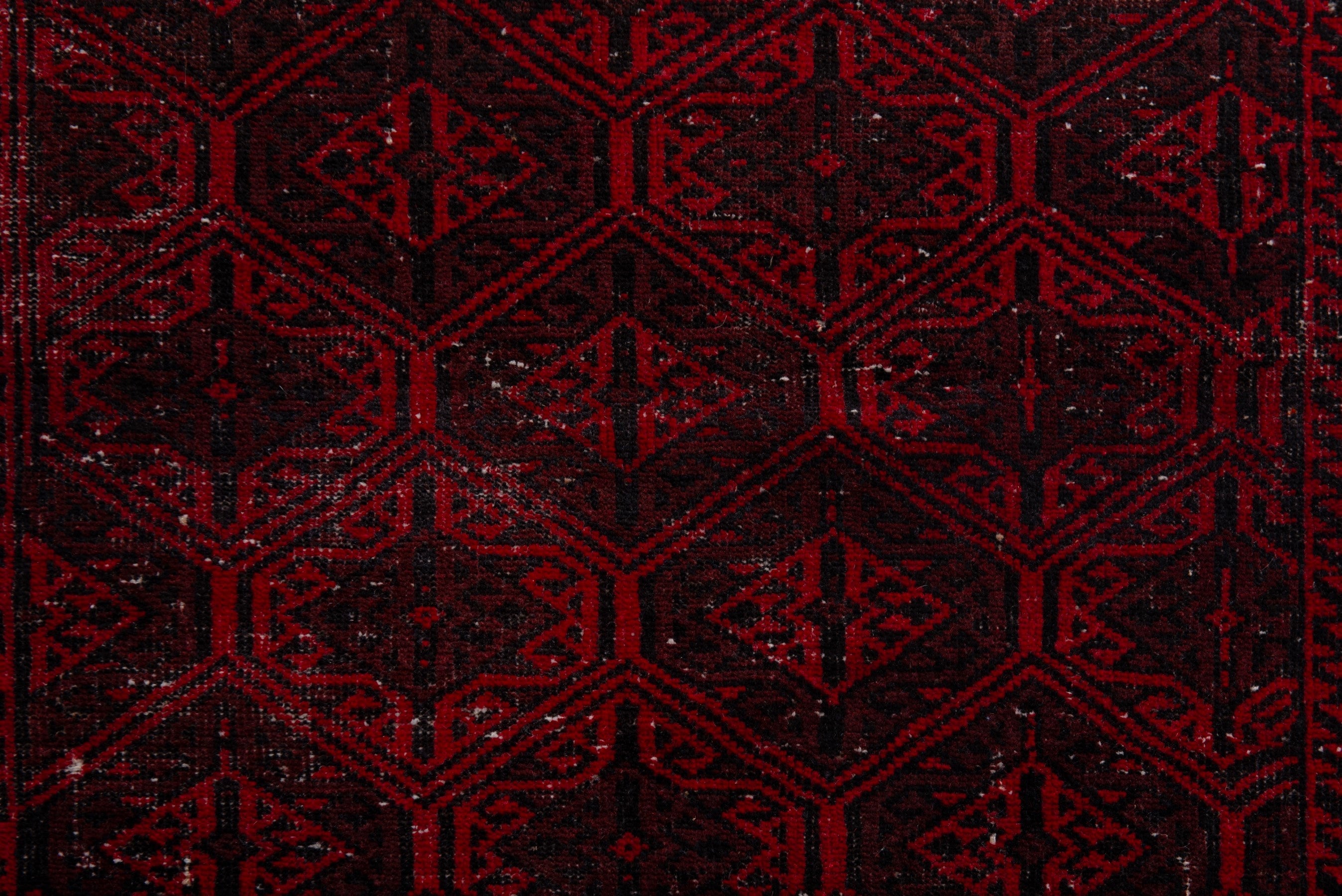 Persian Baluch runner rug in burgundy and deep red, view 10 of 18