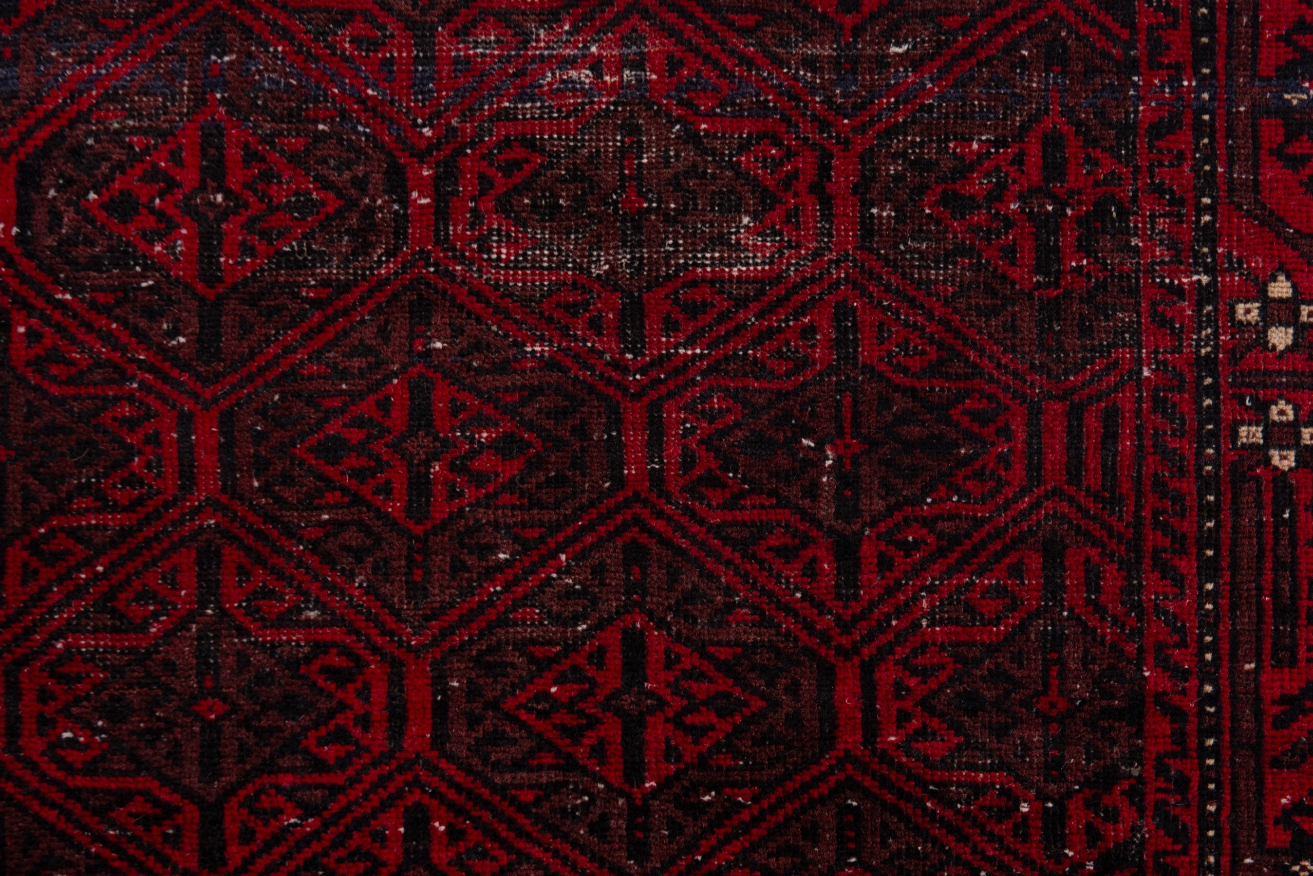 Persian Baluch runner rug in burgundy and deep red, view 11 of 18
