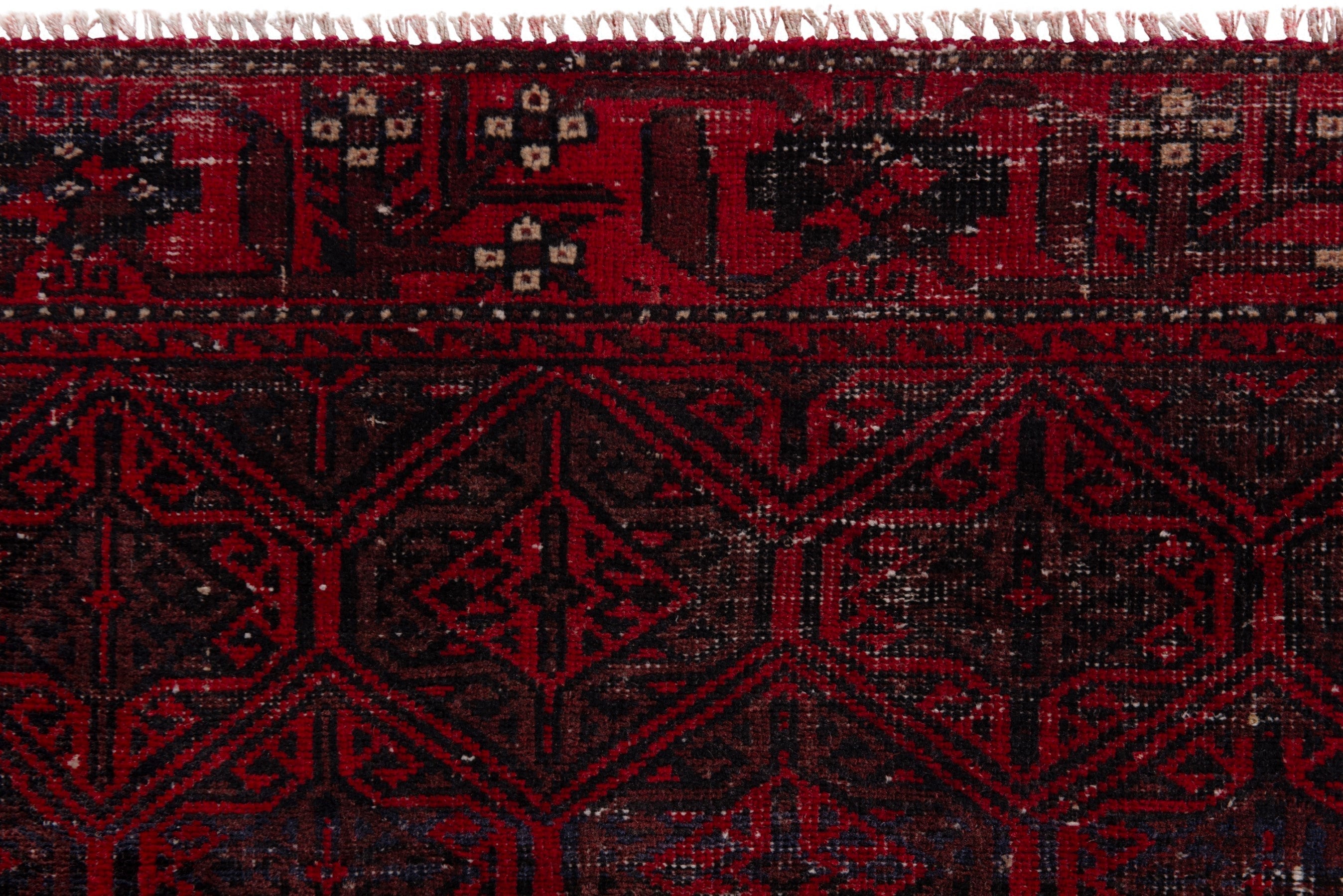 Persian Baluch runner rug in burgundy and deep red, view 13 of 18