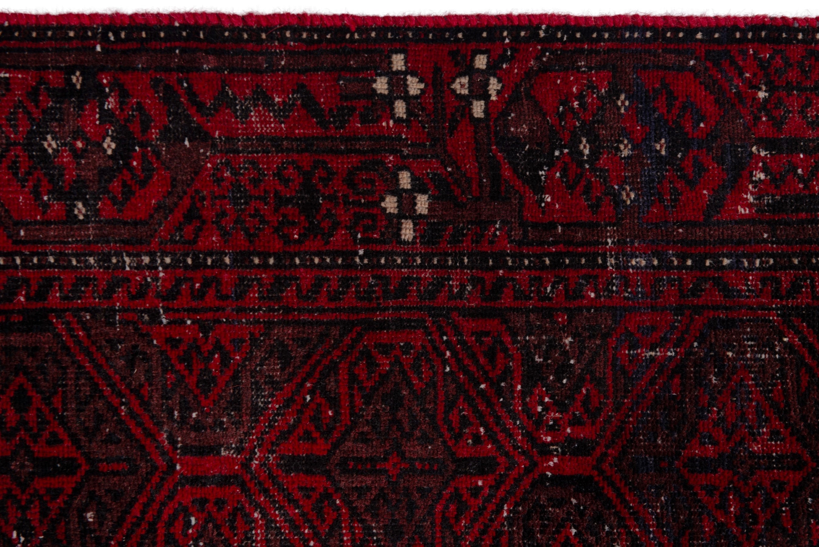Persian Baluch runner rug in burgundy and deep red, view 14 of 18
