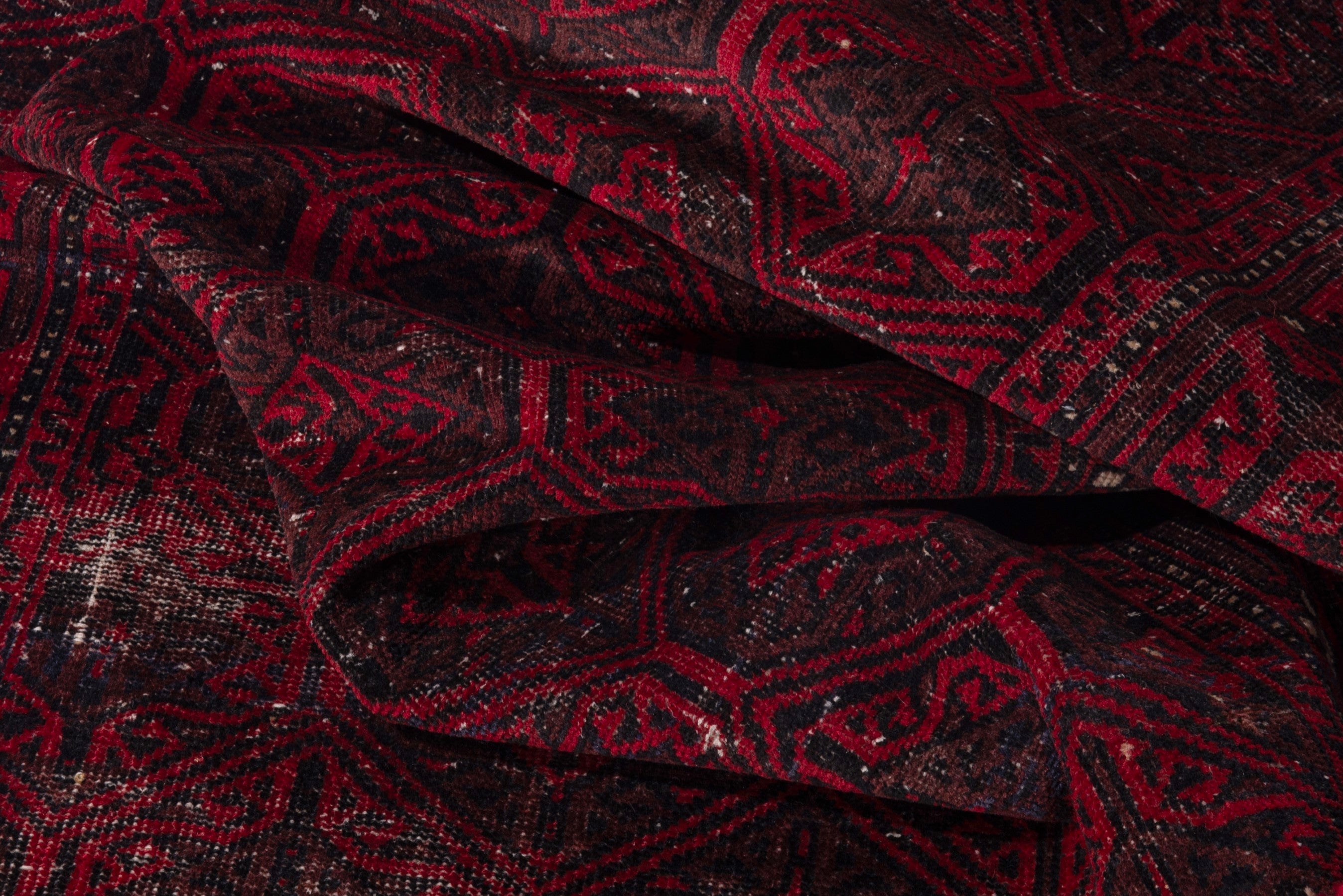 Persian Baluch runner rug in burgundy and deep red, view 15 of 18