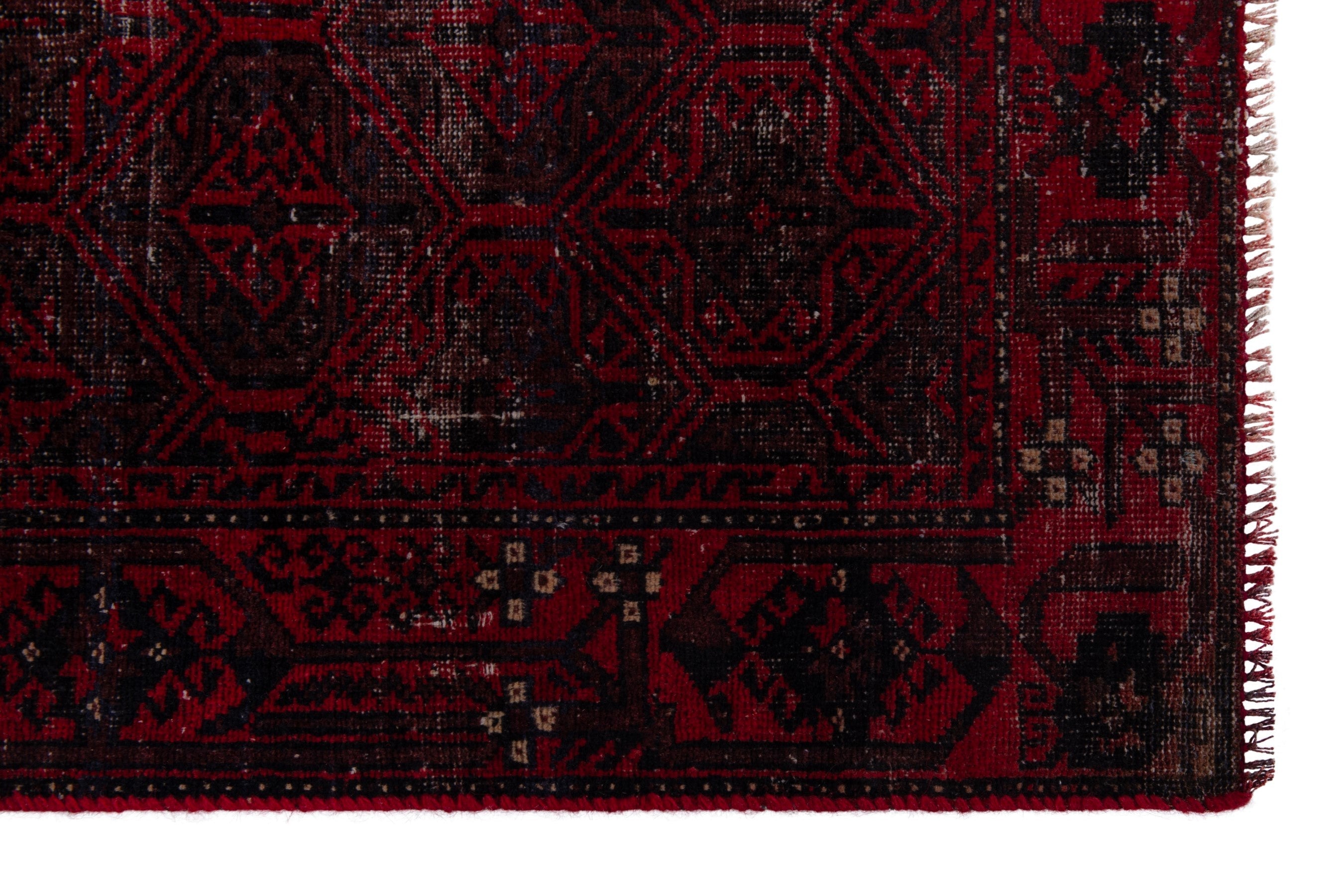 Persian Baluch runner rug in burgundy and deep red, view 5 of 18